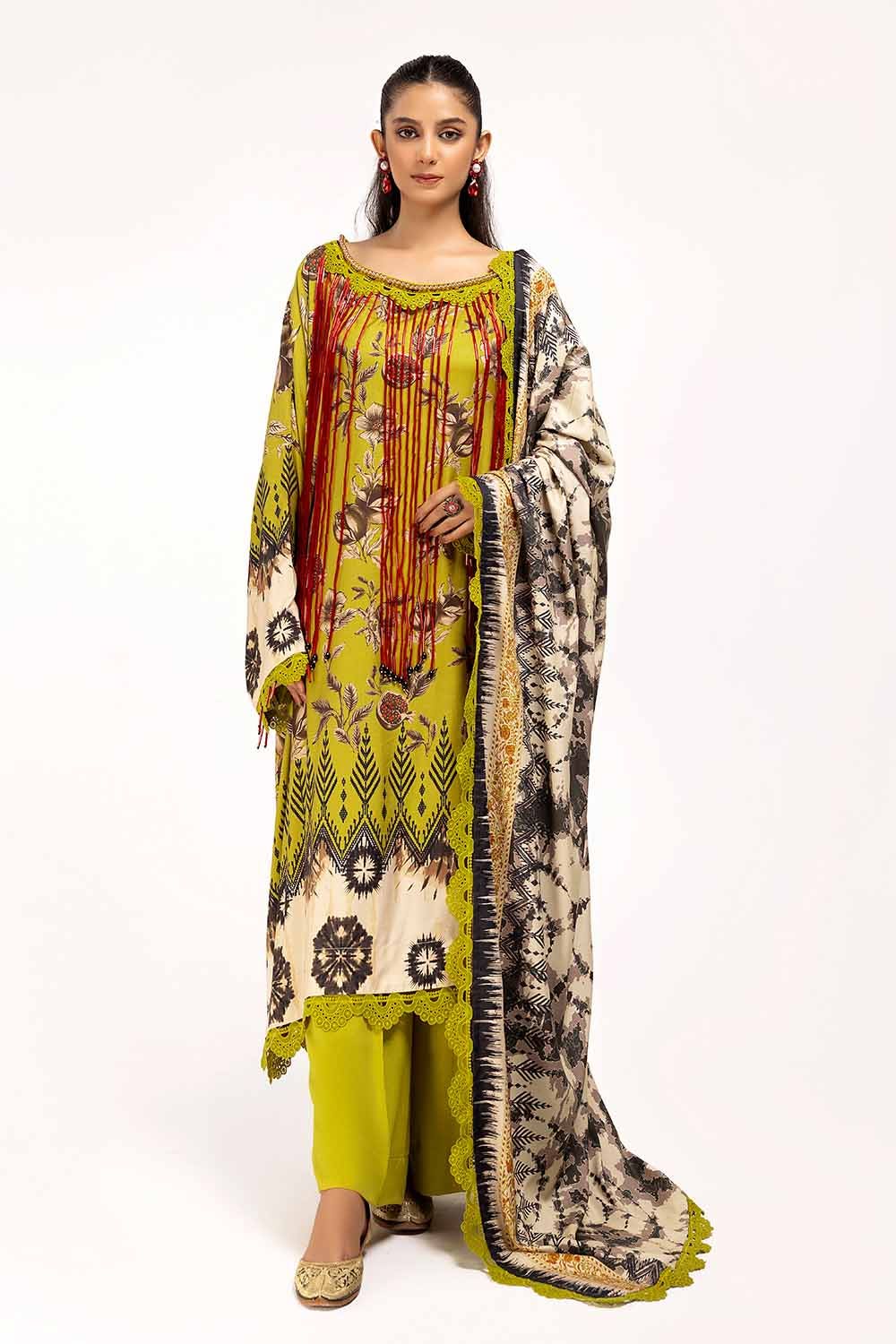 Gul Ahmed | Winter Collection 24 | Linen Suit LT-42012 by Gul Ahmed - Designer Dress - Type: Ladies Clothes - Available at Libayah - 100% Original
