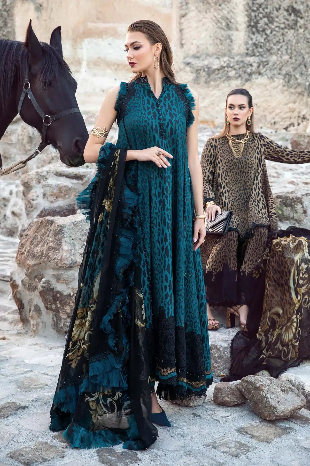 Maria B | M Prints Winter 23 | MPT-2010-B by Maria B - Designer Dress  - Type : Ladies Clothes - Available at Libayah - 100% Original 