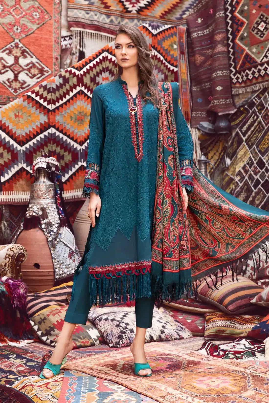 Maria B | M Prints Winter 23 | MPT-2008-A by Maria B - Designer Dress  - Type : Ladies Clothes - Available at Libayah - 100% Original 