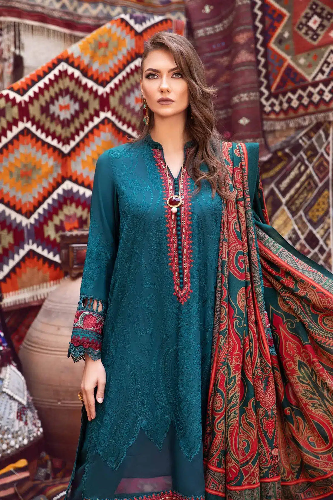 Maria B | M Prints Winter 23 | MPT-2008-A by Maria B - Designer Dress  - Type : Ladies Clothes - Available at Libayah - 100% Original 
