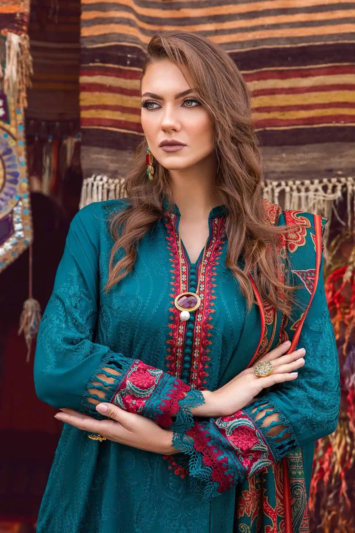 Maria B | M Prints Winter 23 | MPT-2008-A by Maria B - Designer Dress  - Type : Ladies Clothes - Available at Libayah - 100% Original 