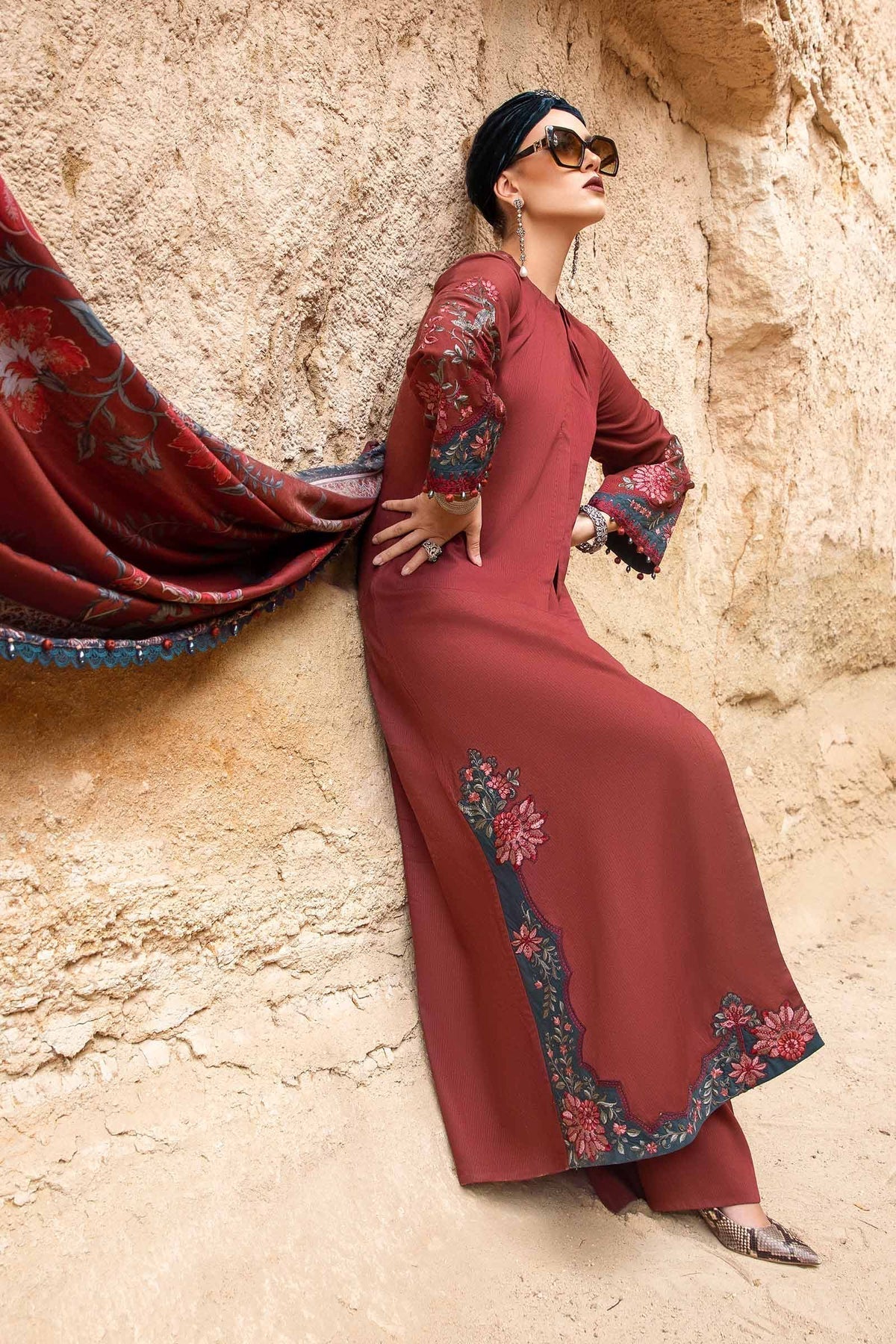 Maria B | M Prints Winter 23 | MPT-2005-A by Maria B - Designer Dress  - Type : Ladies Clothes - Available at Libayah - 100% Original 