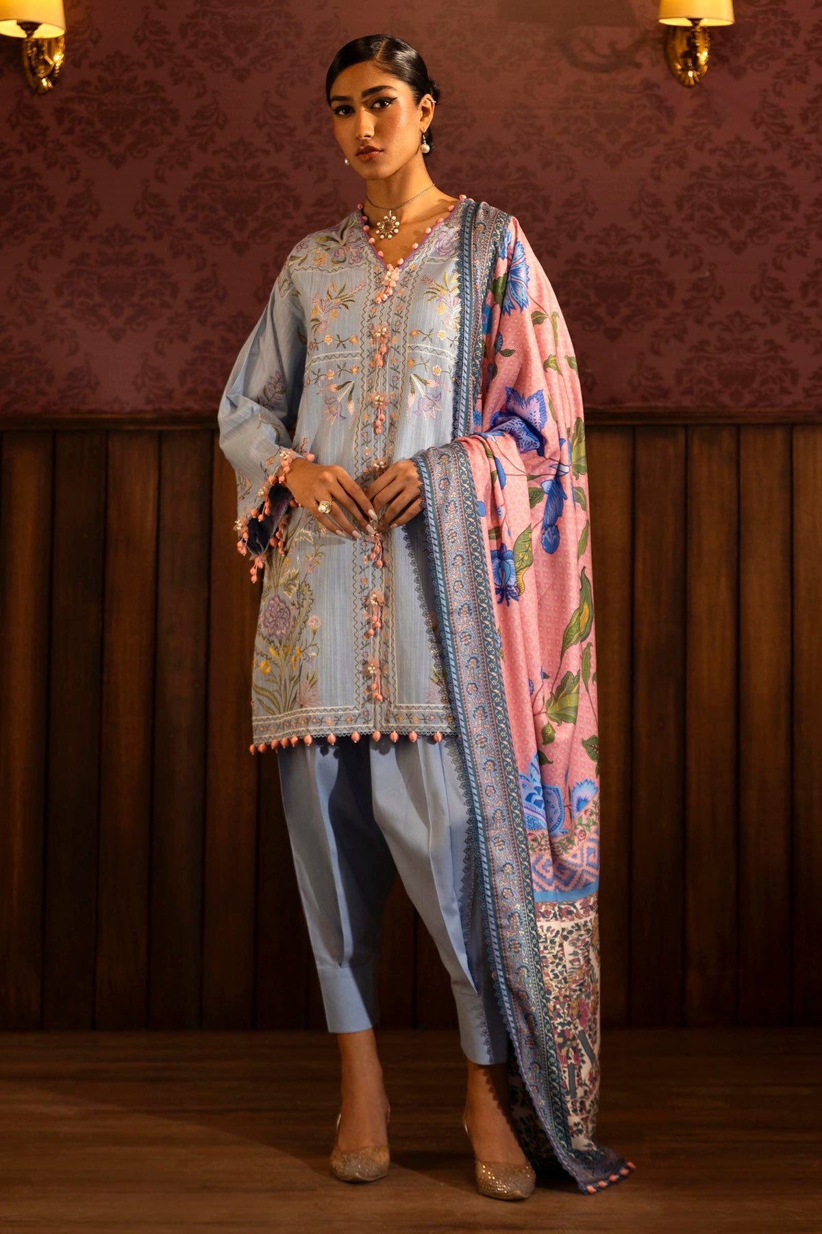 Sana Safinaz | Muzlin Winter 2024 |  M243-010B-3AP by Sana Safinaz - Designer Dress - Type: Ladies Clothes - Available at Libayah - 100% Original