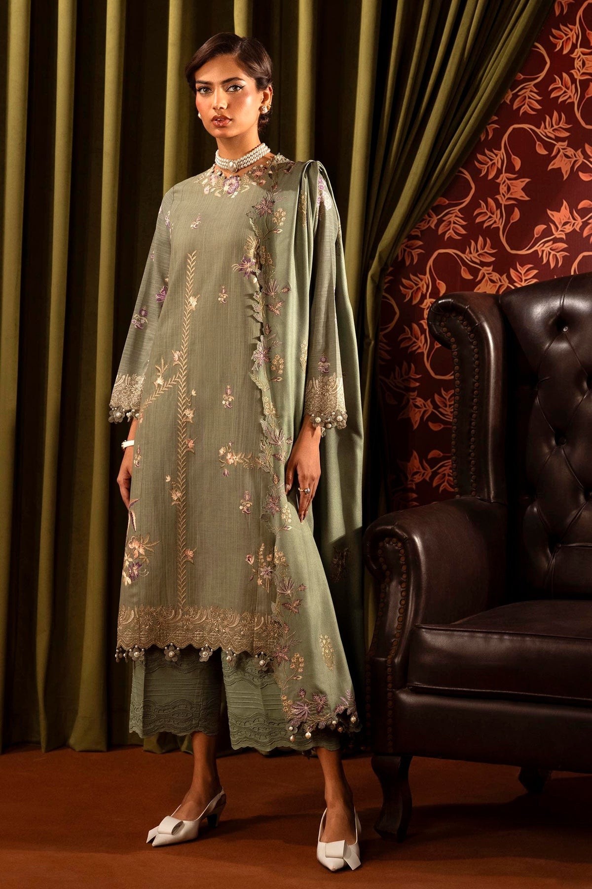 Sana Safinaz | Muzlin Winter 2024 |  M243-011A-3CP by Sana Safinaz - Designer Dress - Type: Ladies Clothes - Available at Libayah - 100% Original
