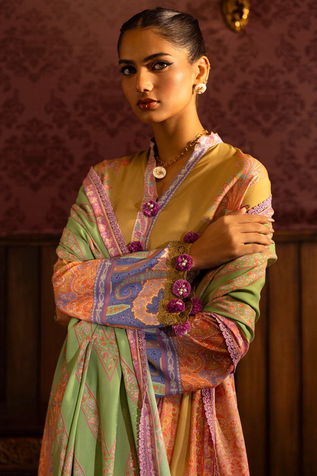 Sana Safinaz | Muzlin Winter 2024 |  M243-016A-3DB by Sana Safinaz - Designer Dress - Type: Ladies Clothes - Available at Libayah - 100% Original
