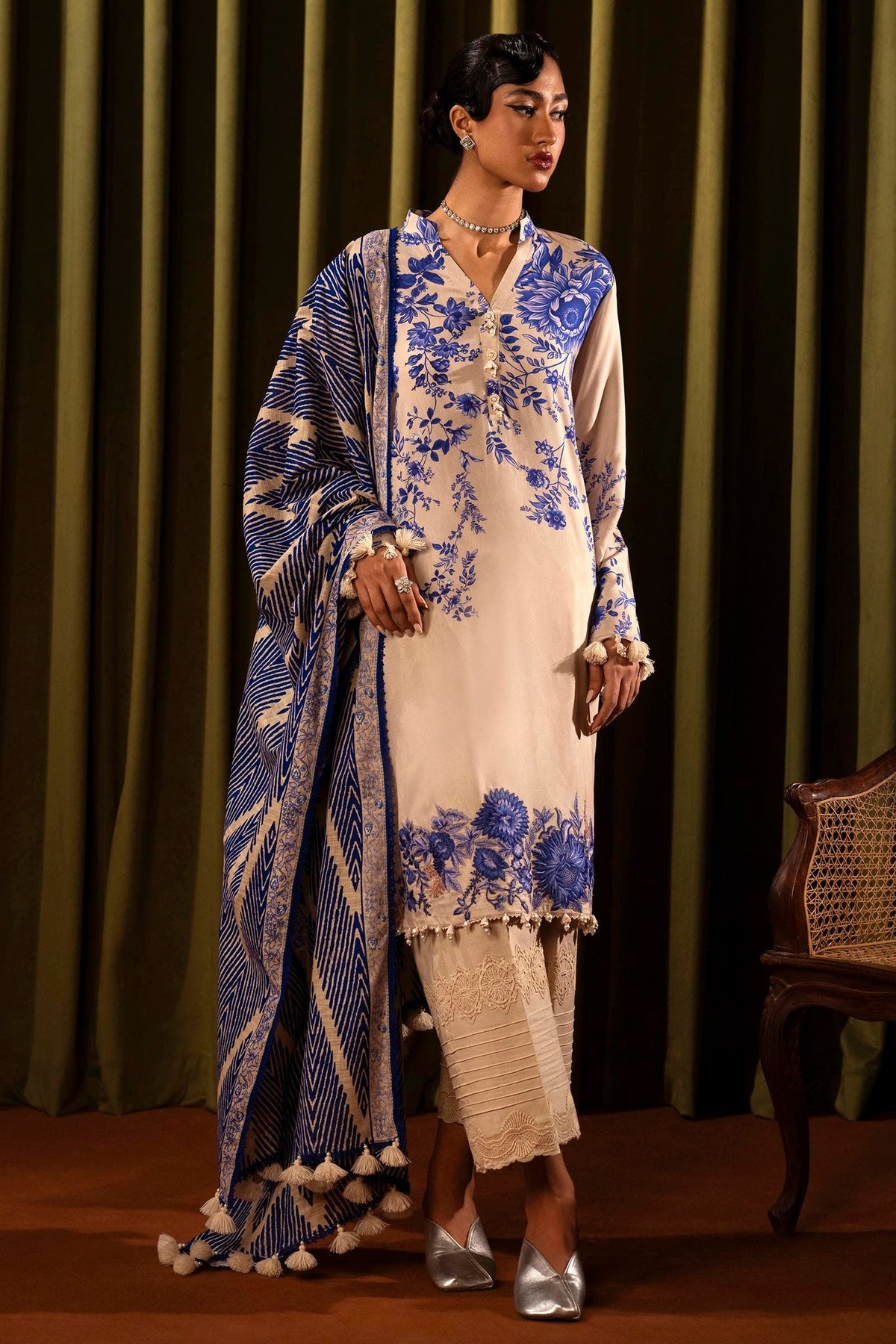 Sana Safinaz | Muzlin Winter 2024 |  M243-018B-3CQ by Sana Safinaz - Designer Dress - Type: Ladies Clothes - Available at Libayah - 100% Original