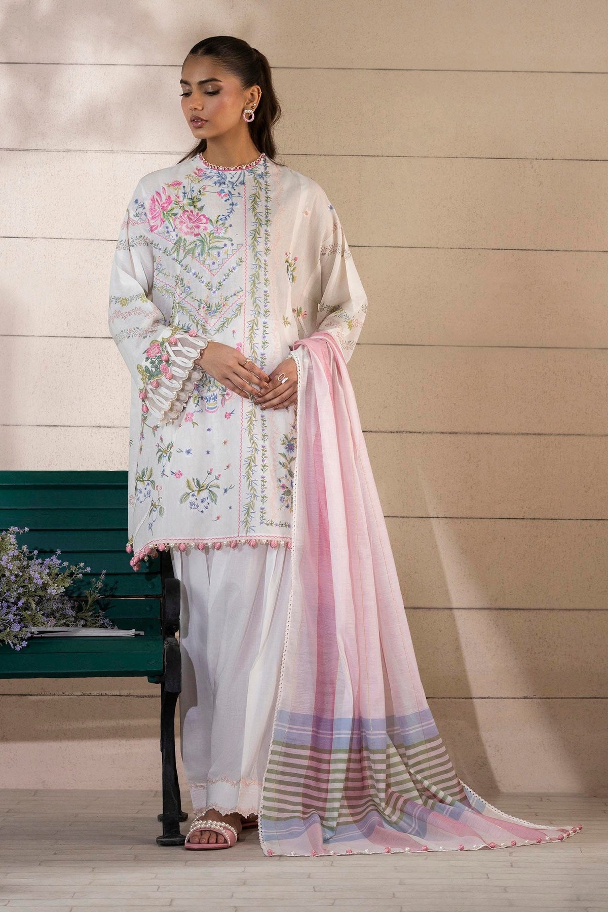 Sana Safinaz | Muzlin Spring 25 | M251-001A-3DG by Sana Safinaz - Designer Dress - Type: Ladies Clothes - Available at Libayah - 100% Original