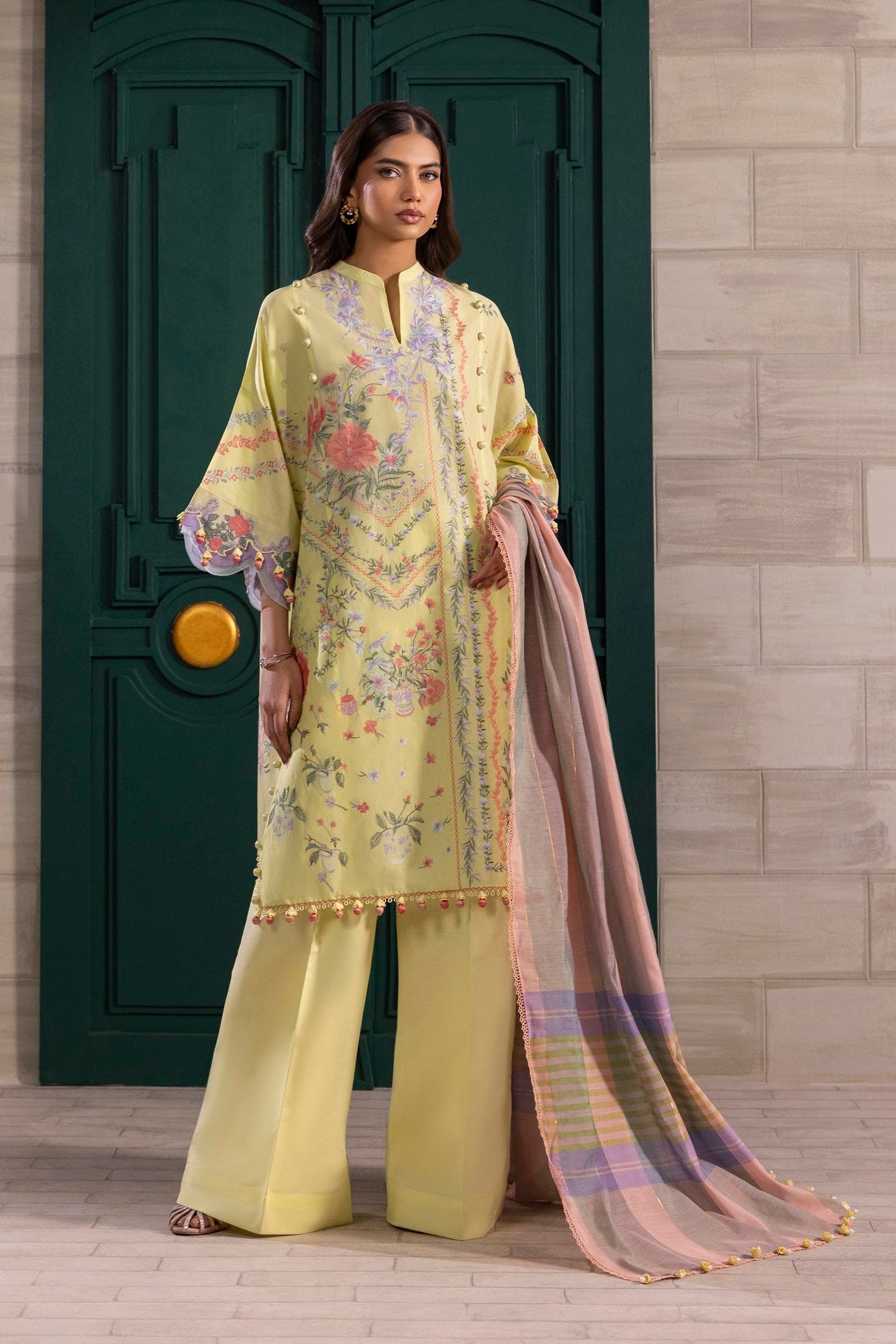 Sana Safinaz | Muzlin Spring 25 | M251-001B-3DG by Sana Safinaz - Designer Dress - Type: Ladies Clothes - Available at Libayah - 100% Original