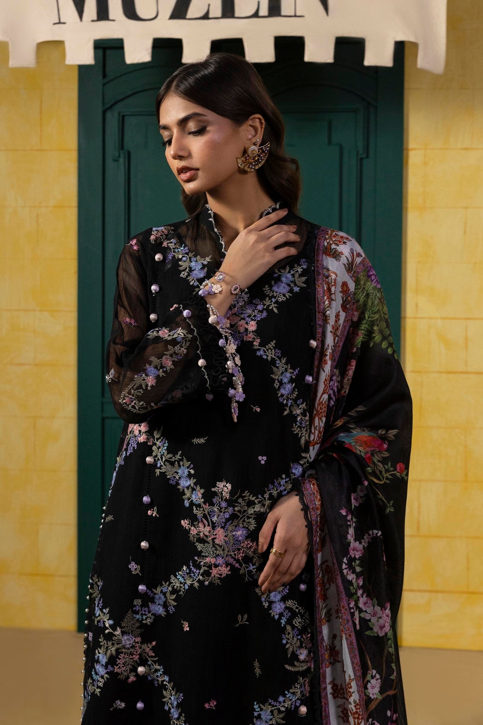 Sana Safinaz | Muzlin Spring 25 | M251-002B-3CV by Sana Safinaz - Designer Dress - Type: Ladies Clothes - Available at Libayah - 100% Original
