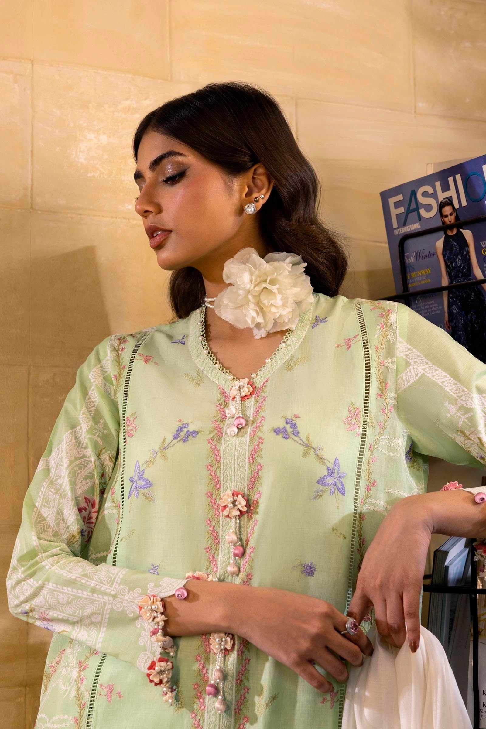 Sana Safinaz | Muzlin Spring 25 | M251-008A-3DG by Sana Safinaz - Designer Dress - Type: Ladies Clothes - Available at Libayah - 100% Original