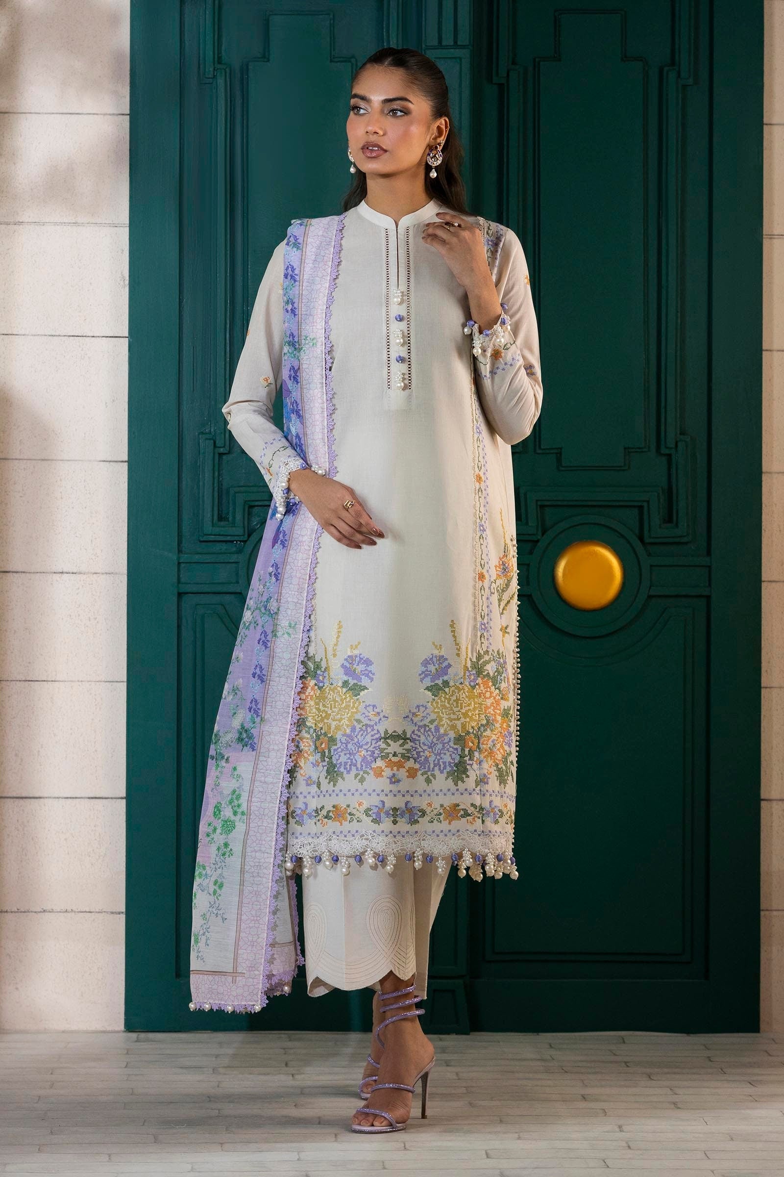 Sana Safinaz | Muzlin Spring 25 | M251-012A-3CV by Sana Safinaz - Designer Dress - Type: Ladies Clothes - Available at Libayah - 100% Original