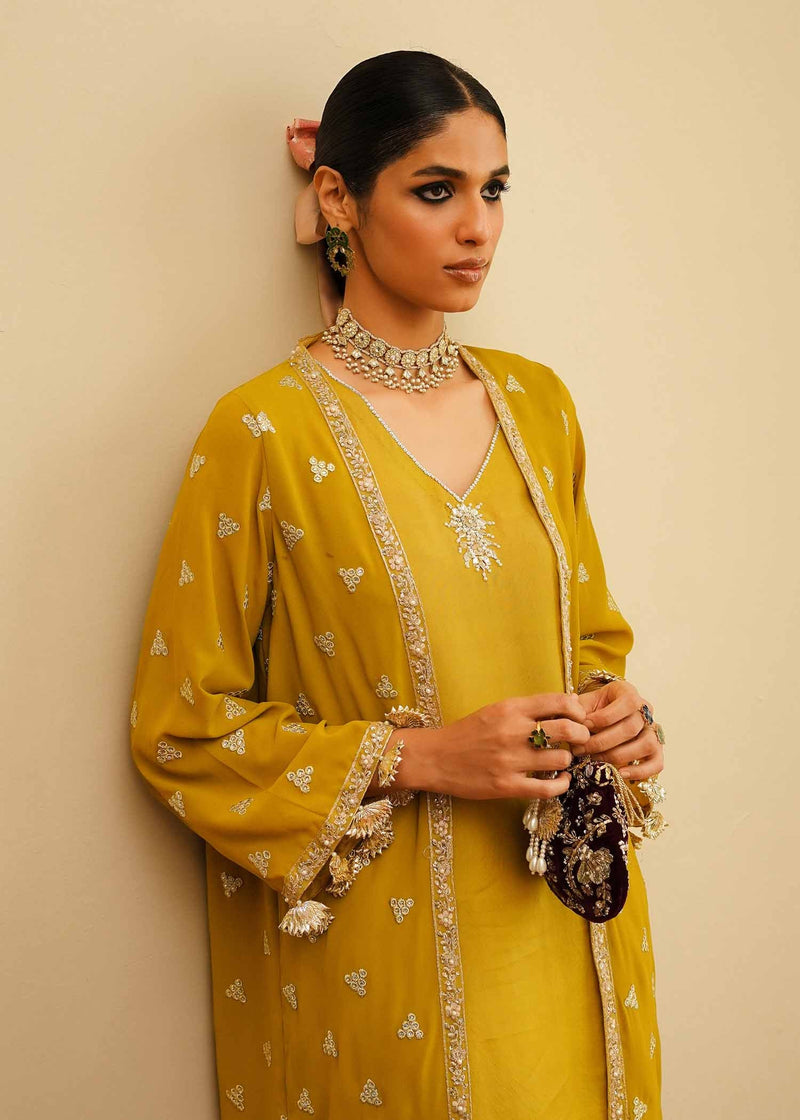 Mahgul | Eid Edit 2024 | Mustard Shine by Mahgul - Designer Dress - Type: Ladies Clothes - Available at Libayah - 100% Original