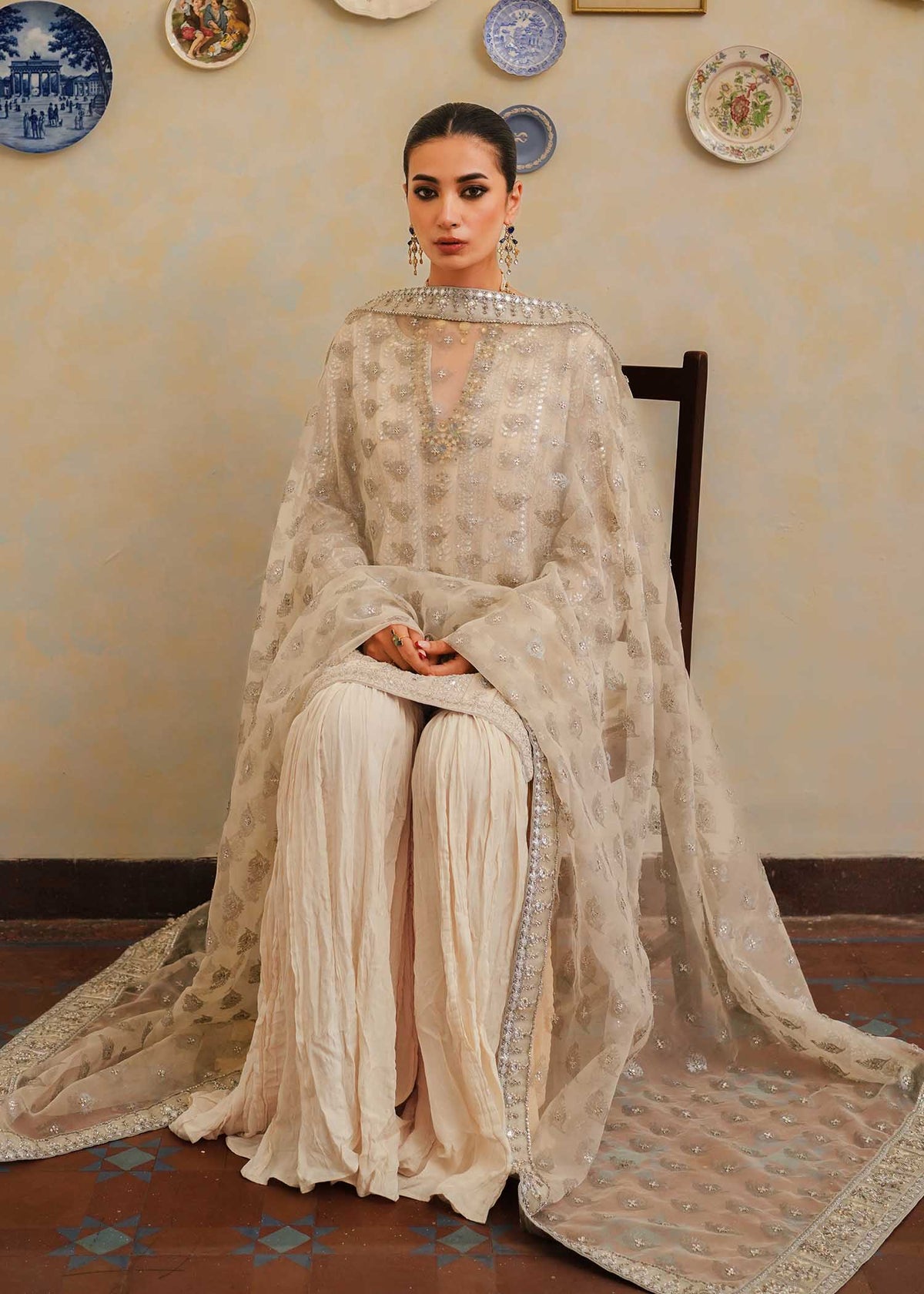 Mahgul | Eid Edit 2024 | Crushed Silver by Mahgul - Designer Dress - Type: Ladies Clothes - Available at Libayah - 100% Original