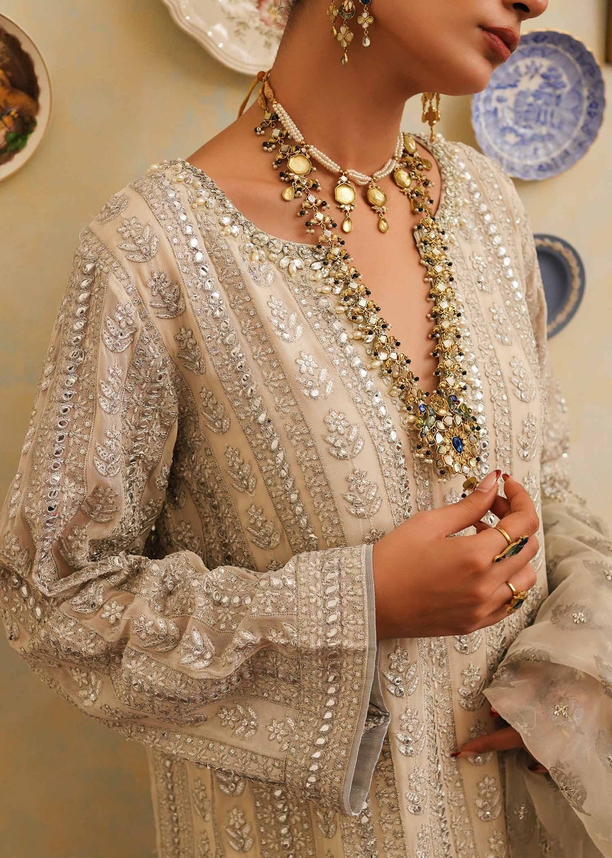 Mahgul | Eid Edit 2024 | Crushed Silver by Mahgul - Designer Dress - Type: Ladies Clothes - Available at Libayah - 100% Original