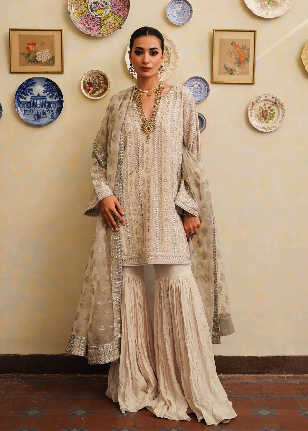 Mahgul | Eid Edit 2024 | Crushed Silver by Mahgul - Designer Dress - Type: Ladies Clothes - Available at Libayah - 100% Original