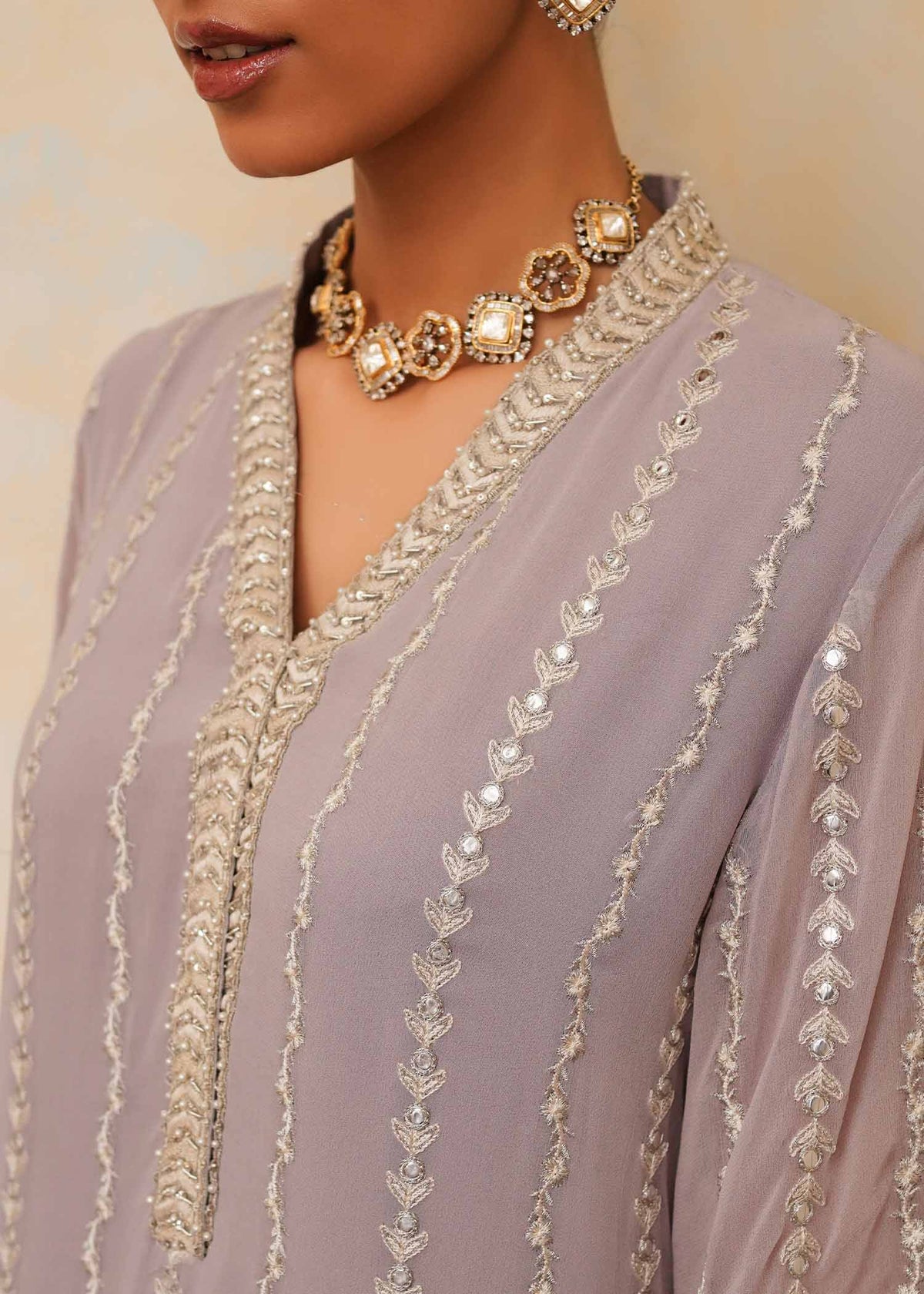 Mahgul | Eid Edit 2024 | Lavender Lines by Mahgul - Designer Dress - Type: Ladies Clothes - Available at Libayah - 100% Original