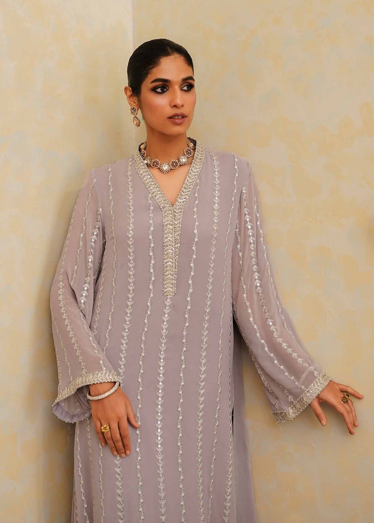 Mahgul | Eid Edit 2024 | Lavender Lines by Mahgul - Designer Dress - Type: Ladies Clothes - Available at Libayah - 100% Original