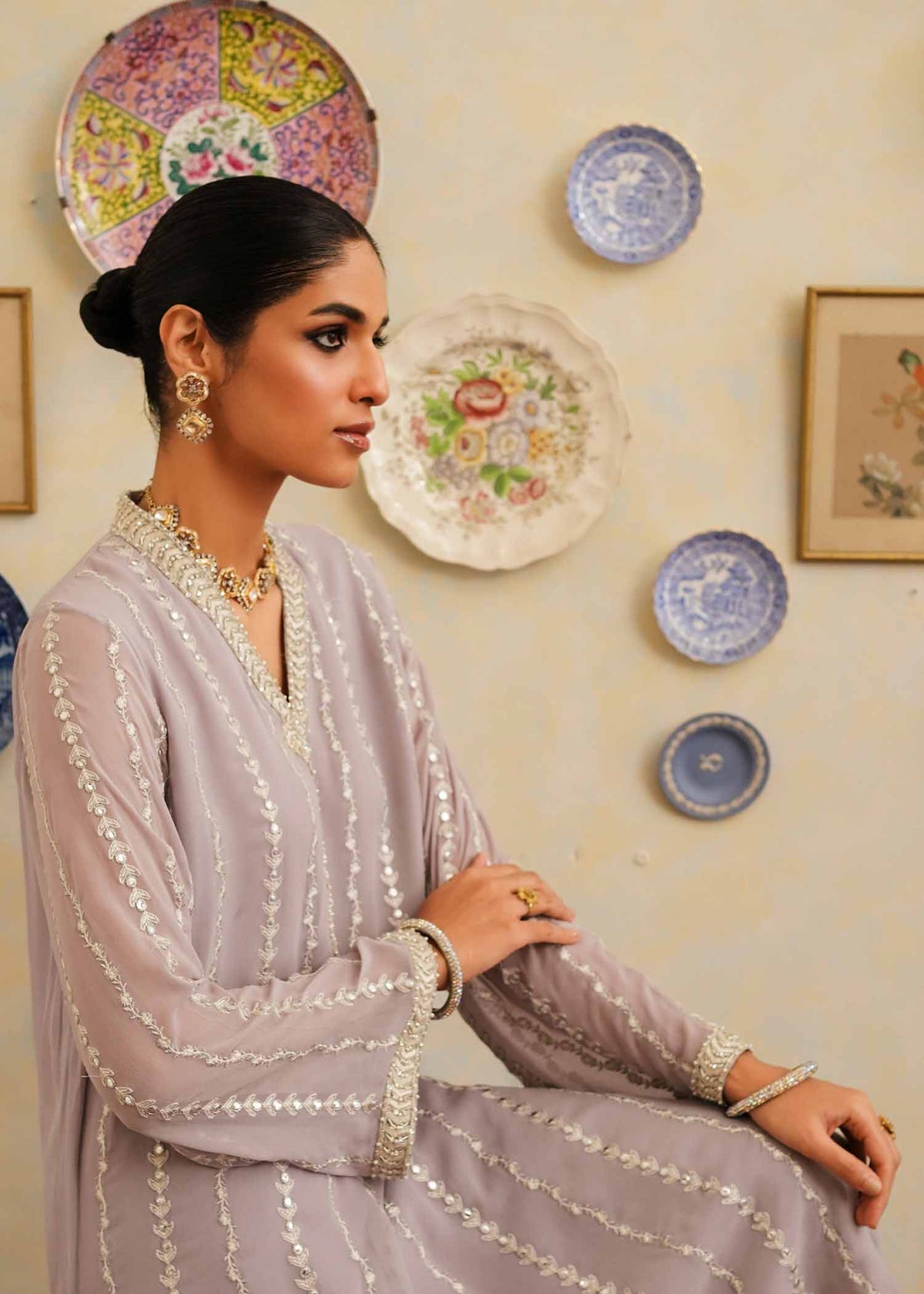 Mahgul | Eid Edit 2024 | Lavender Lines by Mahgul - Designer Dress - Type: Ladies Clothes - Available at Libayah - 100% Original