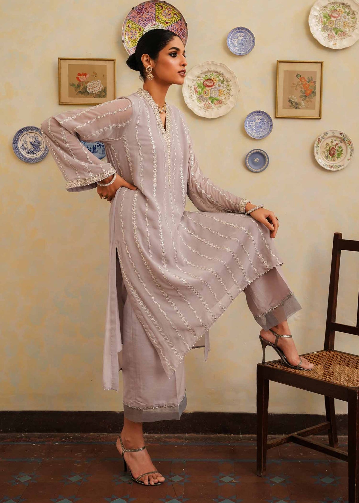 Mahgul | Eid Edit 2024 | Lavender Lines by Mahgul - Designer Dress - Type: Ladies Clothes - Available at Libayah - 100% Original