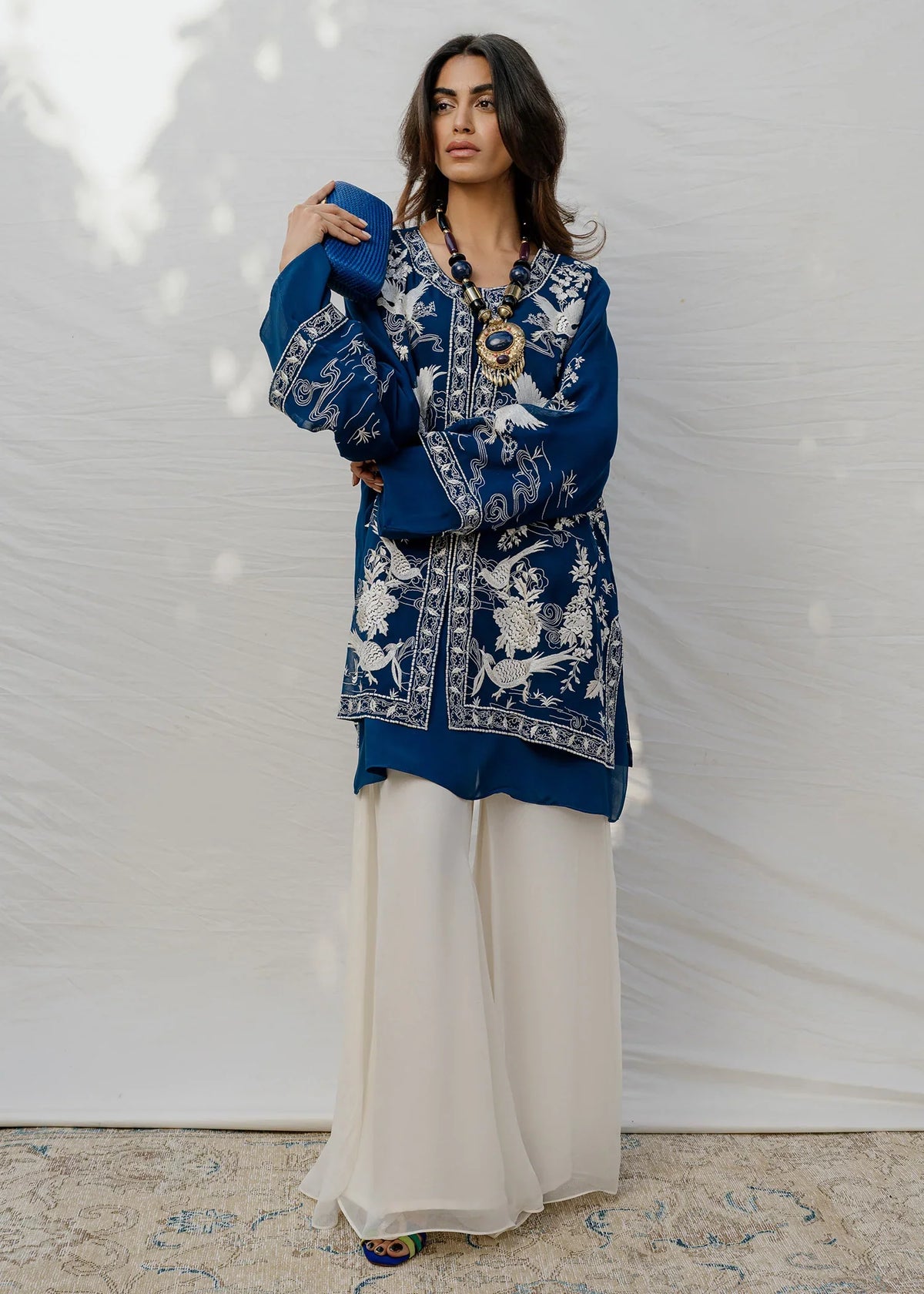 Mahgul | Eid Edit 2024 | Blue Crane by Mahgul - Designer Dress - Type: Ladies Clothes - Available at Libayah - 100% Original