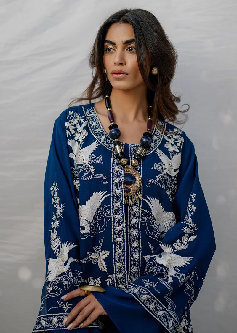 Mahgul | Eid Edit 2024 | Blue Crane by Mahgul - Designer Dress - Type: Ladies Clothes - Available at Libayah - 100% Original