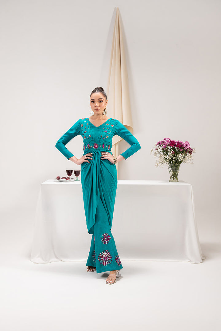 Maria Osama Khan | Tiffany Formals | Aquamarine by Maria Osama Khan - Designer Dress - Type: Ladies Clothes - Available at Libayah - 100% Original