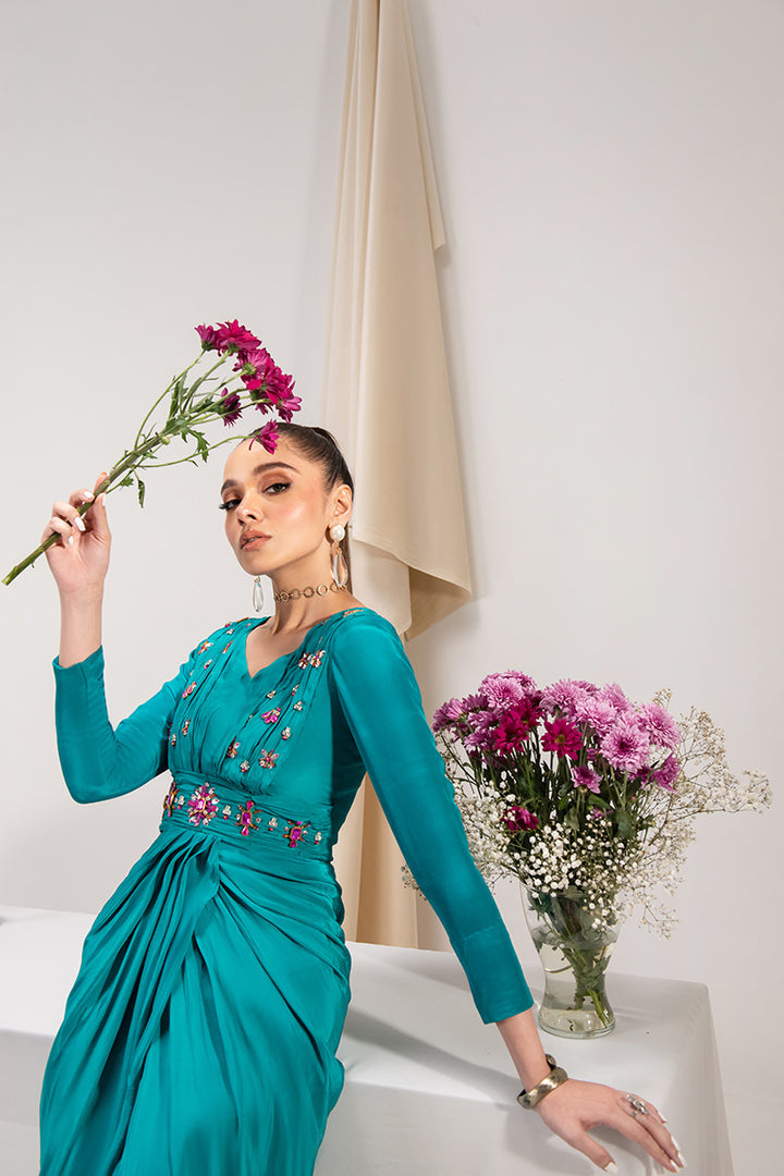 Maria Osama Khan | Tiffany Formals | Aquamarine by Maria Osama Khan - Designer Dress - Type: Ladies Clothes - Available at Libayah - 100% Original
