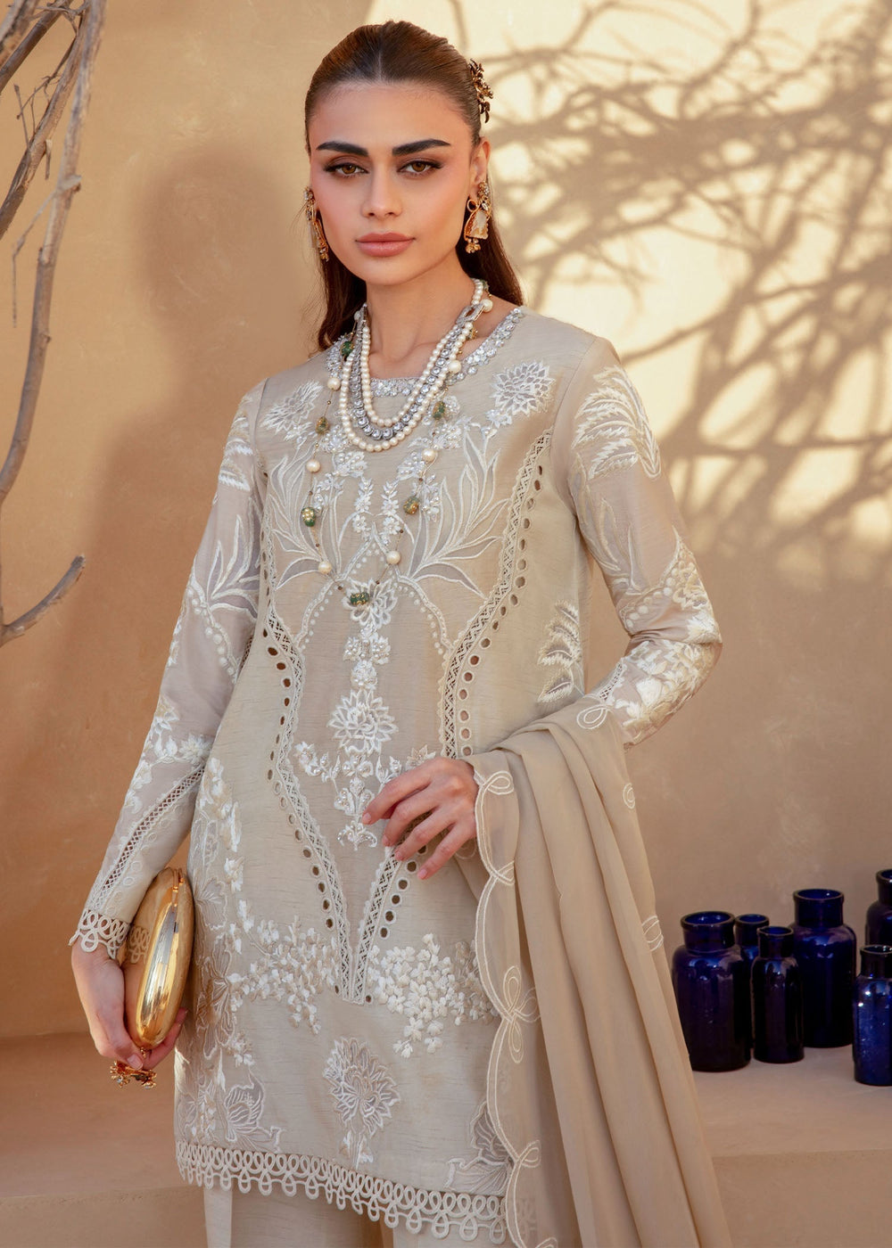Saira Shakira | Rosea Casual Pret 25 | Latte Glow by Saira Shakira - Designer Dress  - Type : Ladies Clothes - Available at Libayah - 100% Original 