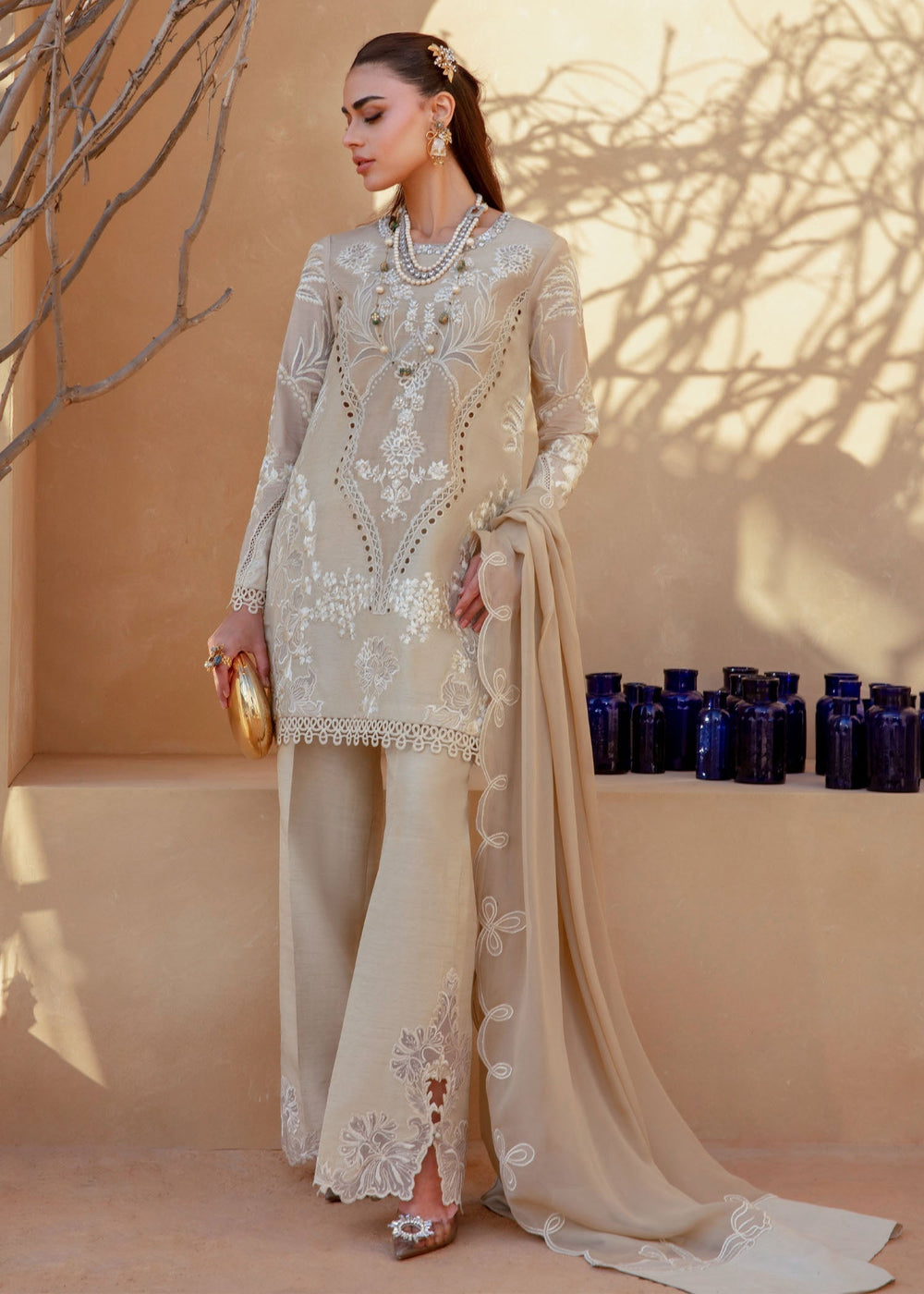 Saira Shakira | Rosea Casual Pret 25 | Latte Glow by Saira Shakira - Designer Dress  - Type : Ladies Clothes - Available at Libayah - 100% Original 