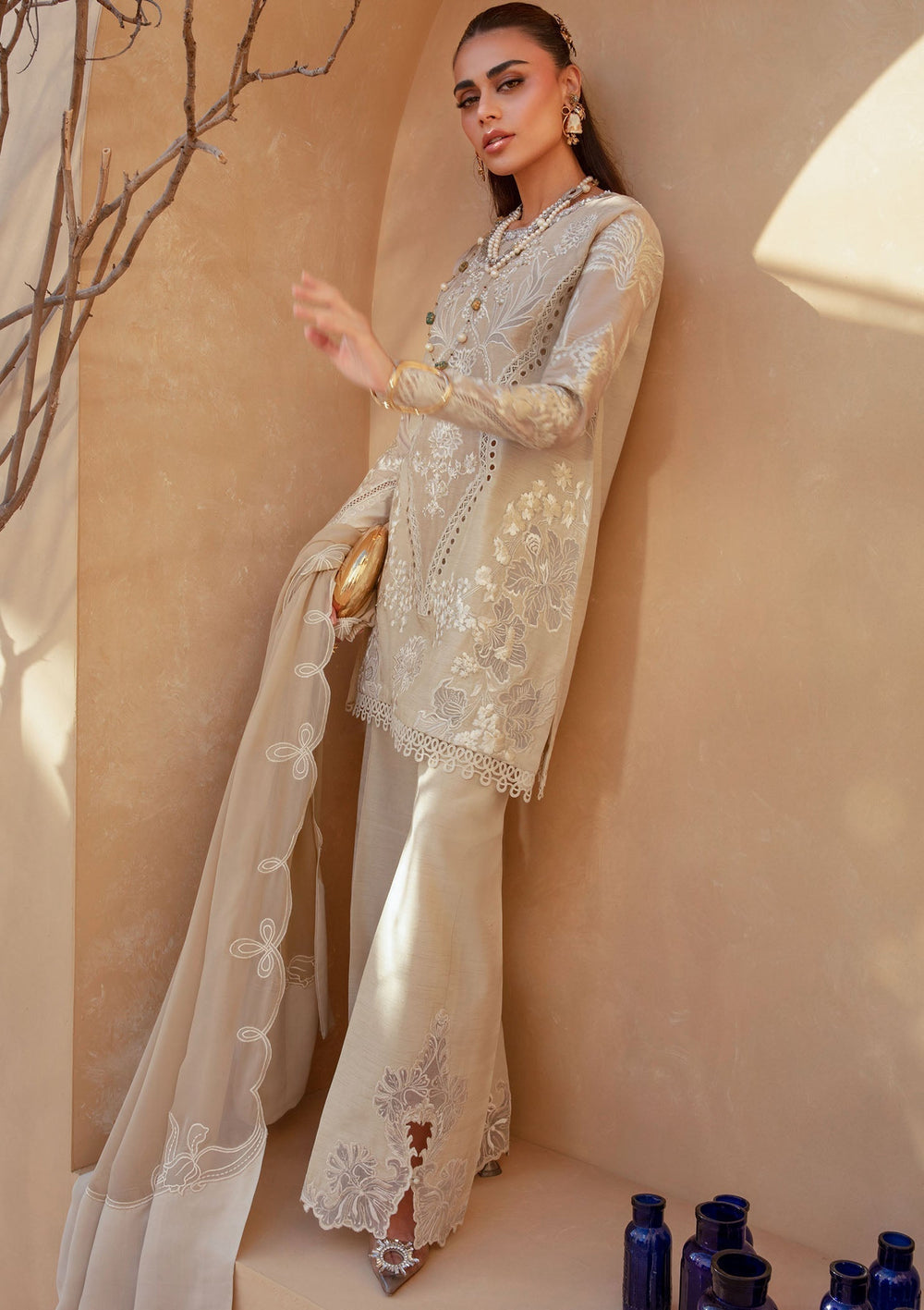 Saira Shakira | Rosea Casual Pret 25 | Latte Glow by Saira Shakira - Designer Dress  - Type : Ladies Clothes - Available at Libayah - 100% Original 