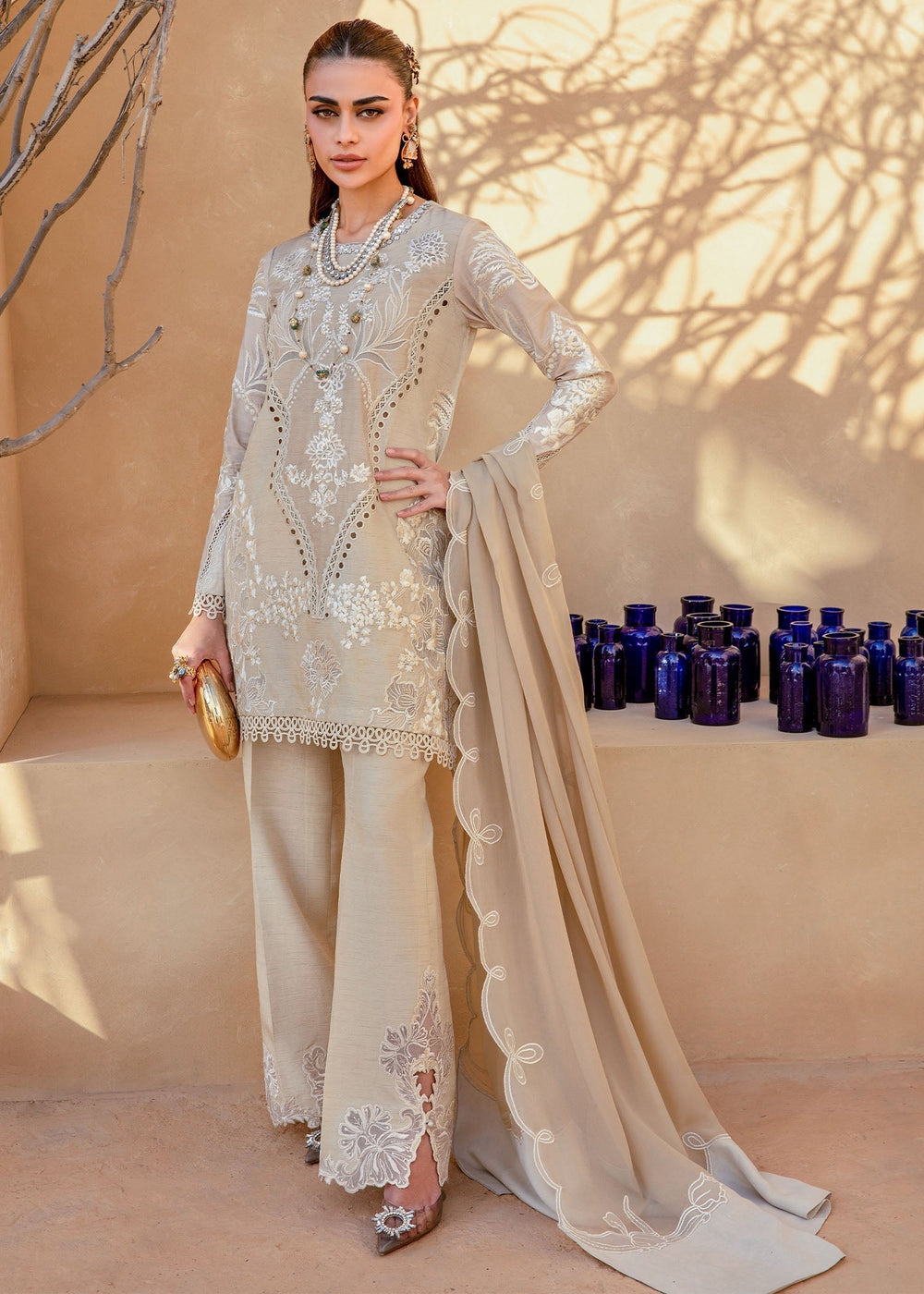 Saira Shakira | Rosea Casual Pret 25 | Latte Glow by Saira Shakira - Designer Dress  - Type : Ladies Clothes - Available at Libayah - 100% Original 