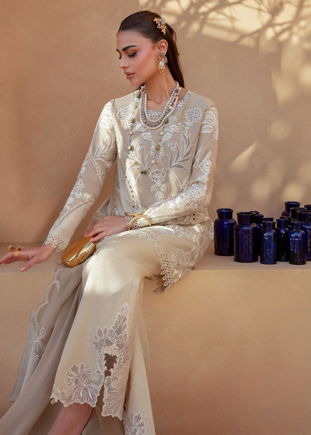 Saira Shakira | Rosea Casual Pret 25 | Latte Glow by Saira Shakira - Designer Dress  - Type : Ladies Clothes - Available at Libayah - 100% Original 