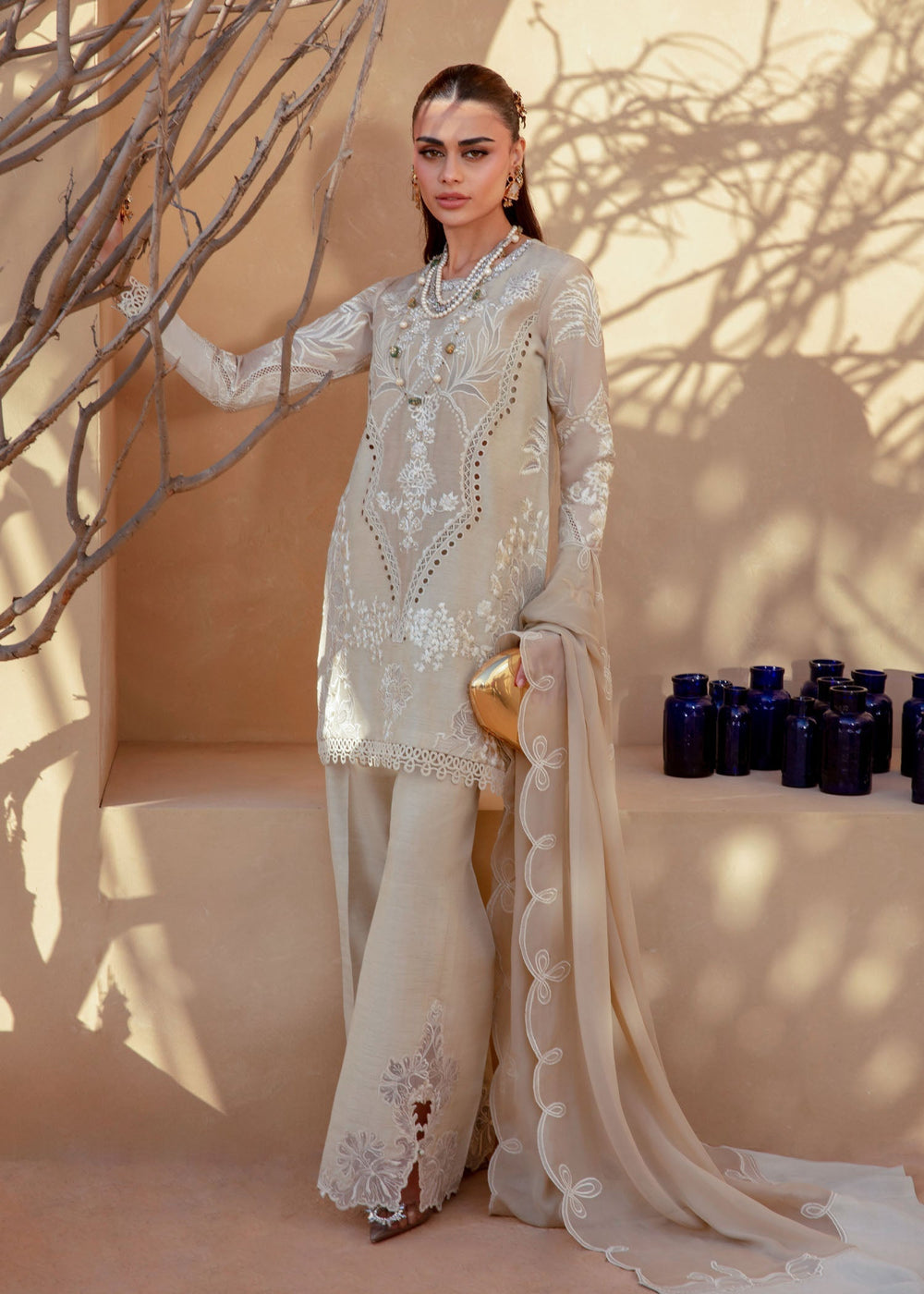 Saira Shakira | Rosea Casual Pret 25 | Latte Glow by Saira Shakira - Designer Dress  - Type : Ladies Clothes - Available at Libayah - 100% Original 