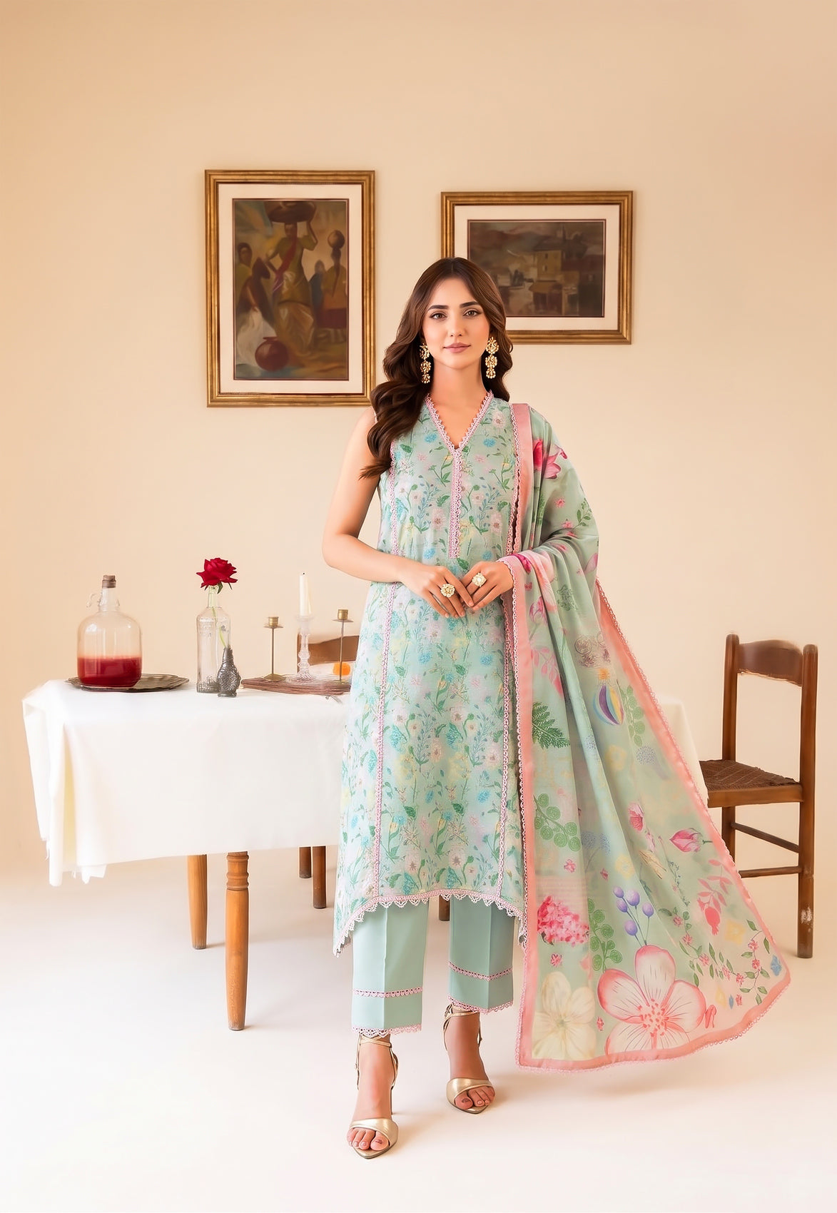 Faiza Faisal | FNF Printed Lawn | MINT DAISY by Faiza Faisal - Designer Dress  - Type : Ladies Clothes - Available at Libayah - 100% Original 