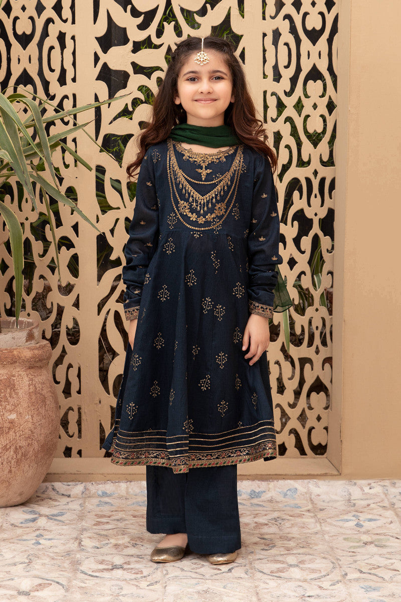 kids-clothes-mkd-ef21-23r1-teal-blue by Maria B Kids - Designer Dress  - Type : KidsClothes - Available at Libayah - 100% Original 