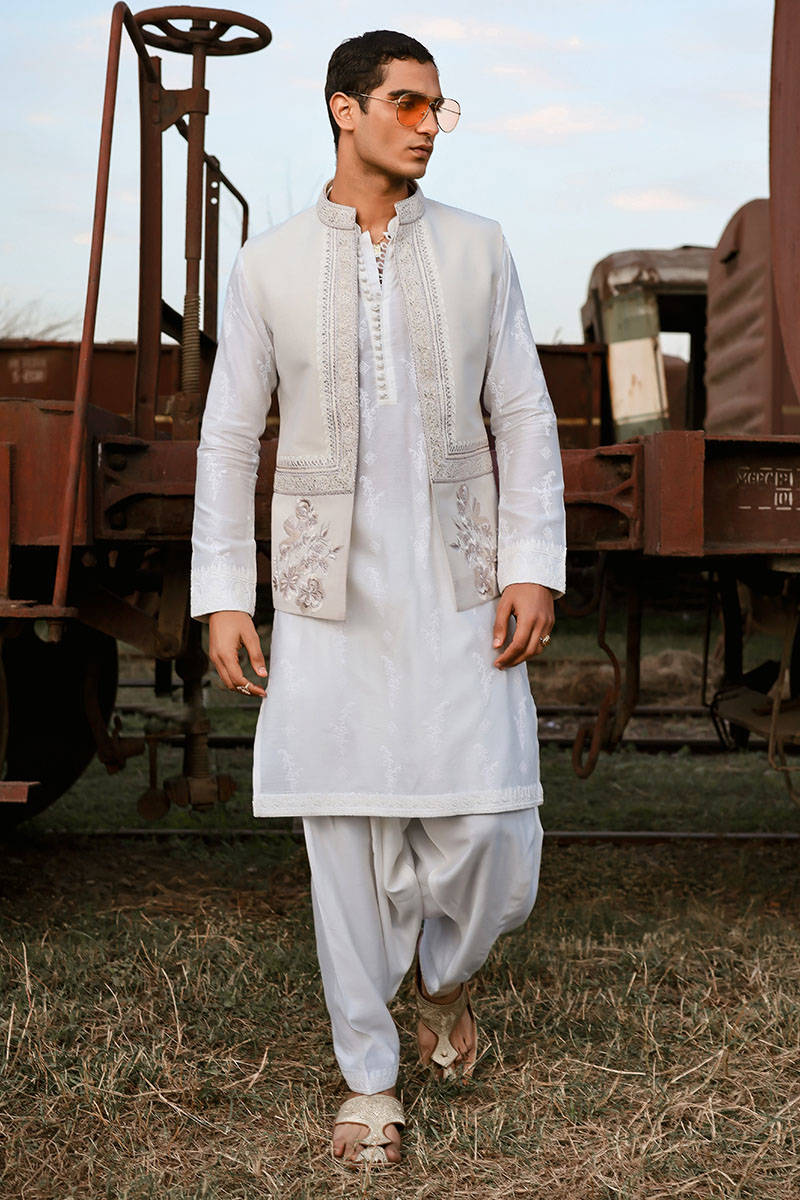 Pakistani Menswear | MNR-QAMAR-A by Libayah Ltd. - Designer Dress - Type: Menswear - Available at Libayah - 100% Original