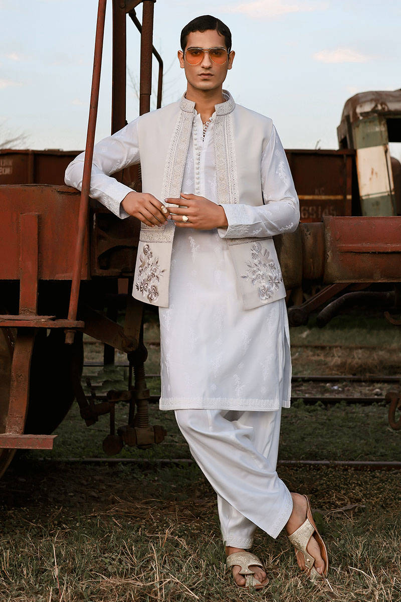 Pakistani Menswear | MNR-QAMAR-A by Libayah Ltd. - Designer Dress - Type: Menswear - Available at Libayah - 100% Original