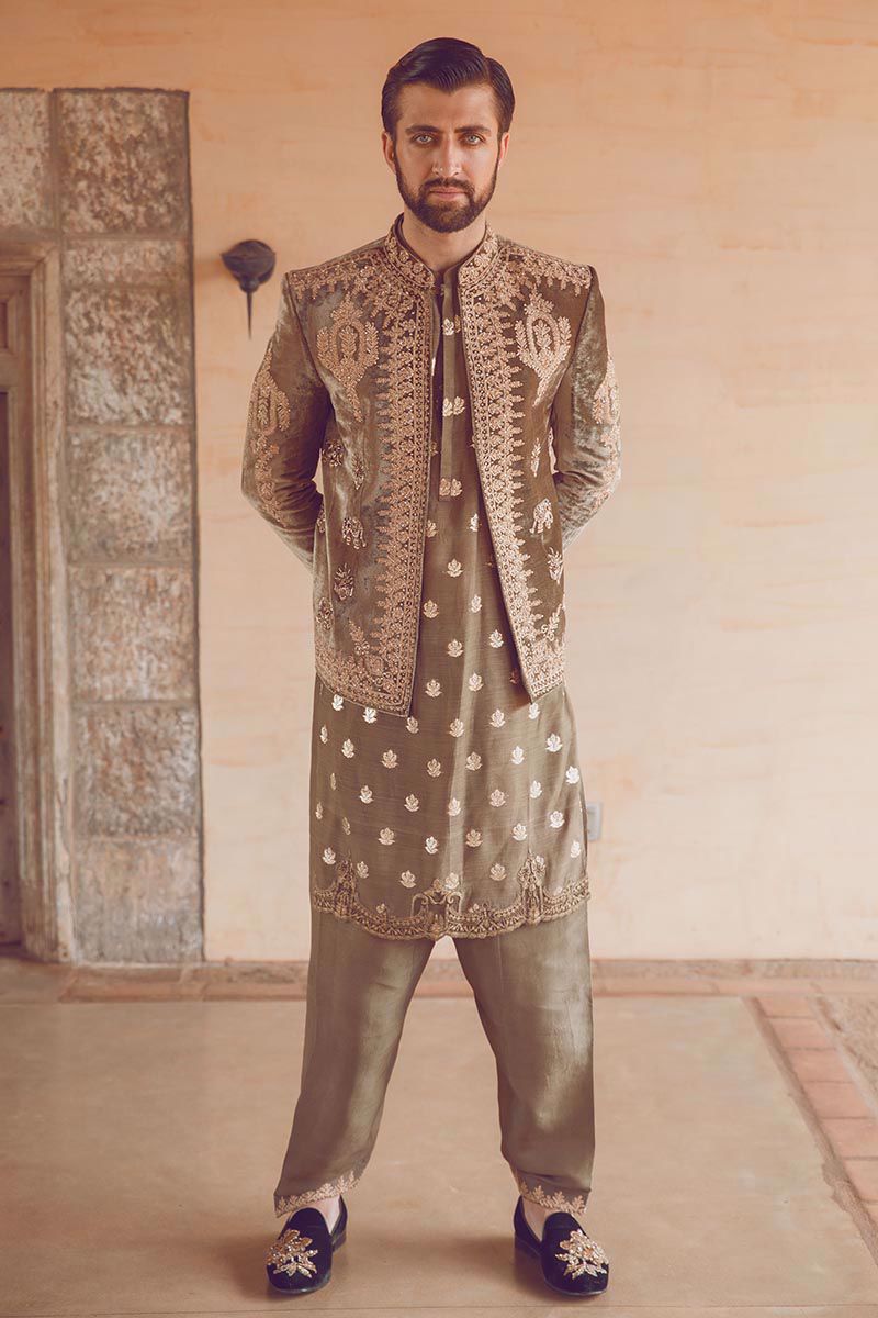 Pakistani Menswear | MNR-ANTIQUE GOLD by Libayah Ltd. - Designer Dress - Type: Menswear - Available at Libayah - 100% Original