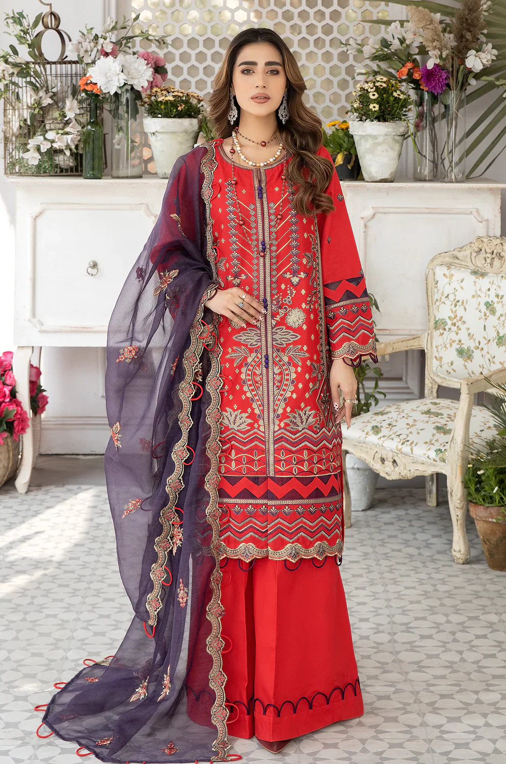 Mohagni | Muntazir Luxury Lawn 24 | AM-10 by Mohagni - Designer Dress - Type: Ladies Clothes - Available at Libayah - 100% Original