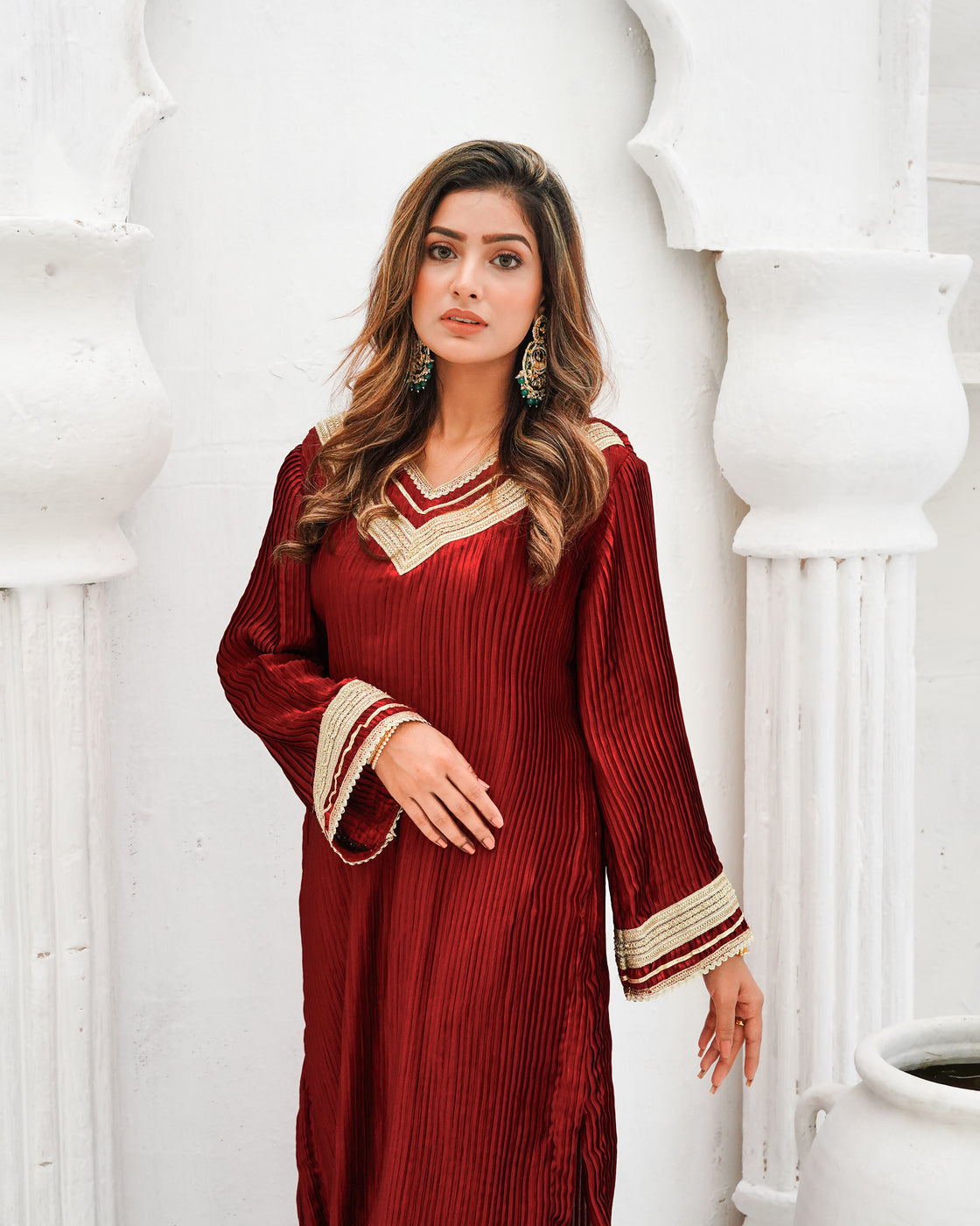 Zar | Formals Wear | Maroon by Zar - Designer Dress - Type: Ladies Clothes - Available at Libayah - 100% Original