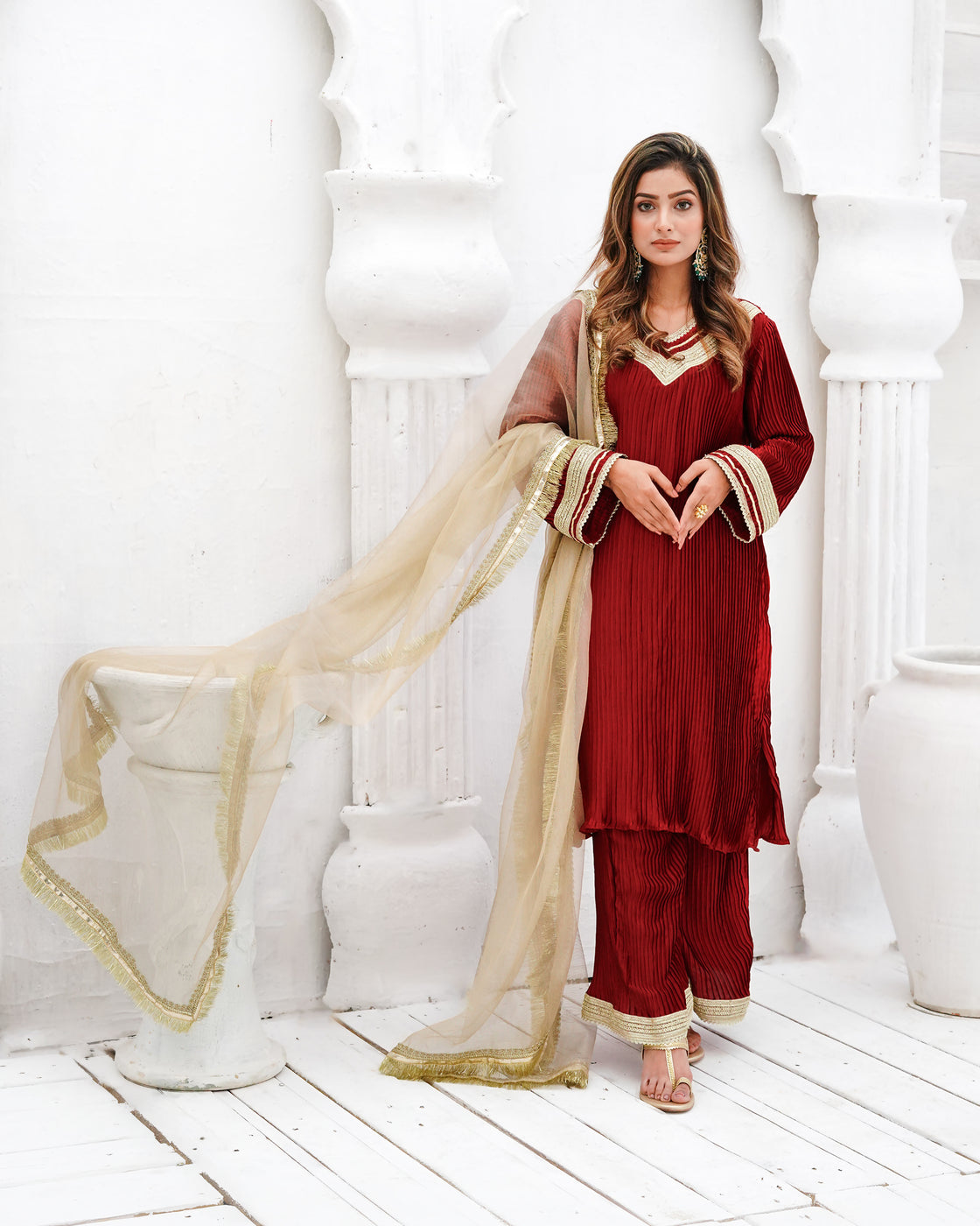 Zar | Formals Wear | Maroon by Zar - Designer Dress - Type: Ladies Clothes - Available at Libayah - 100% Original