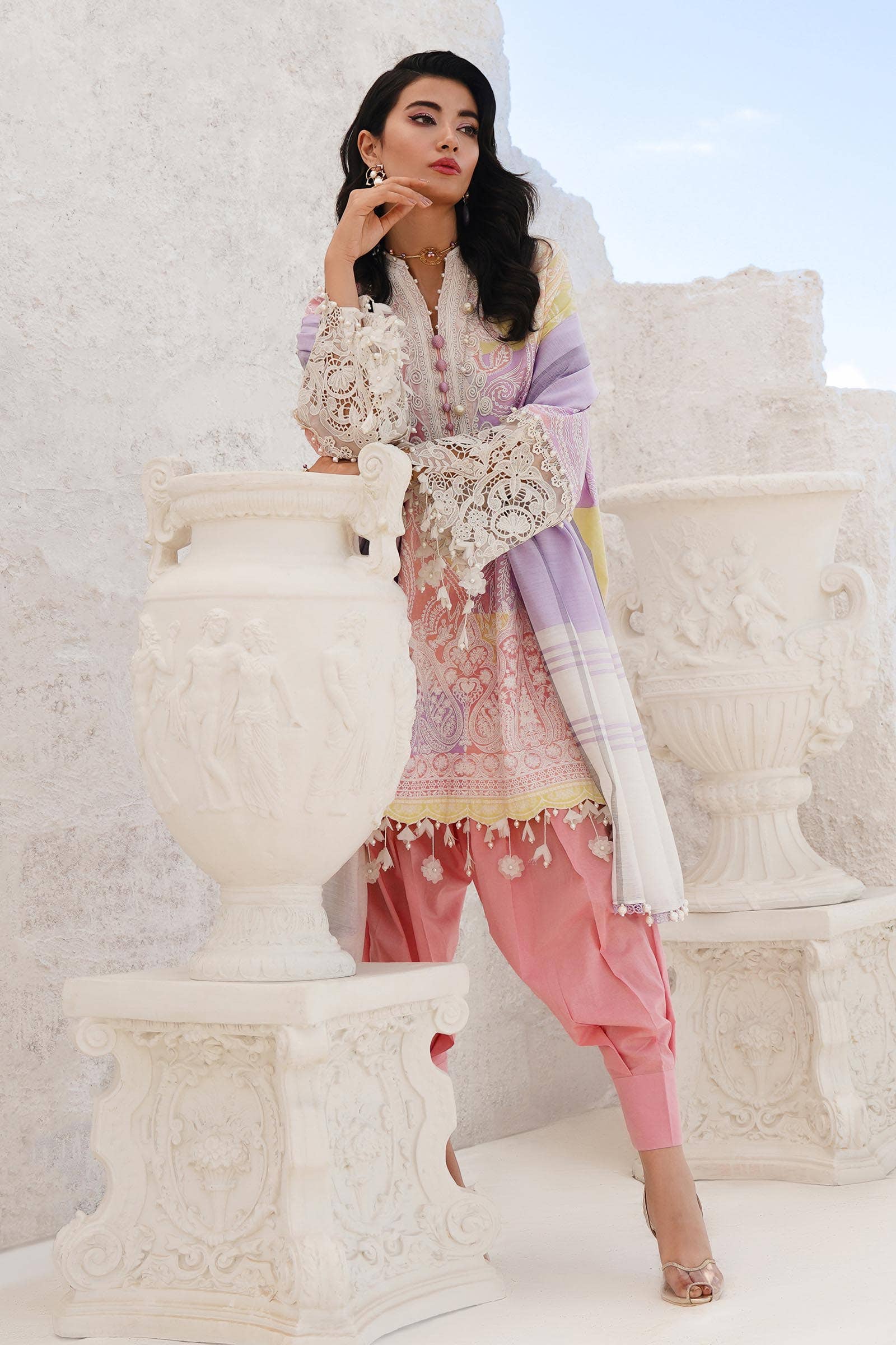 Sana Safinaz | Muzlin Spring 24 | M241-015A-DG by Sana Safinaz - Designer Dress - Type: Ladies Clothes - Available at Libayah - 100% Original