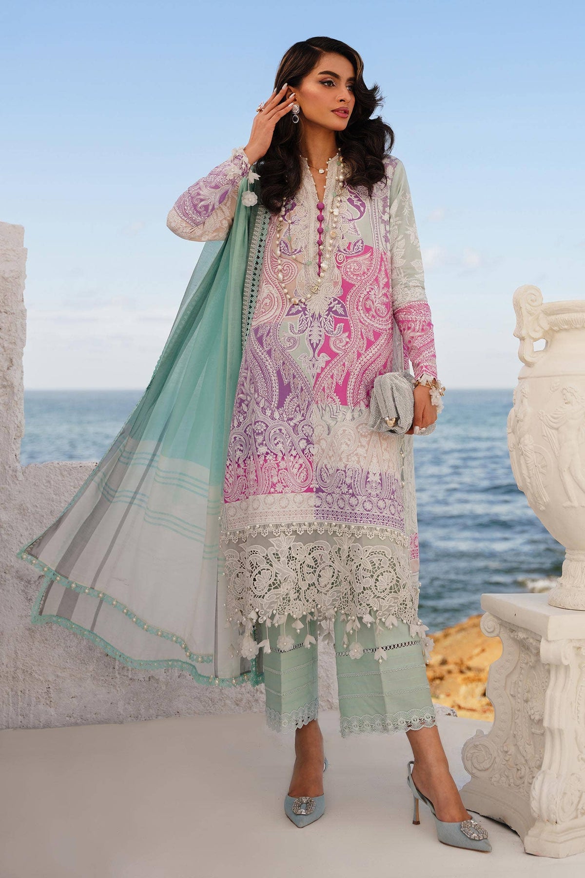 Sana Safinaz | Muzlin Spring 24 | M241-015B-DG by Sana Safinaz - Designer Dress - Type: Ladies Clothes - Available at Libayah - 100% Original