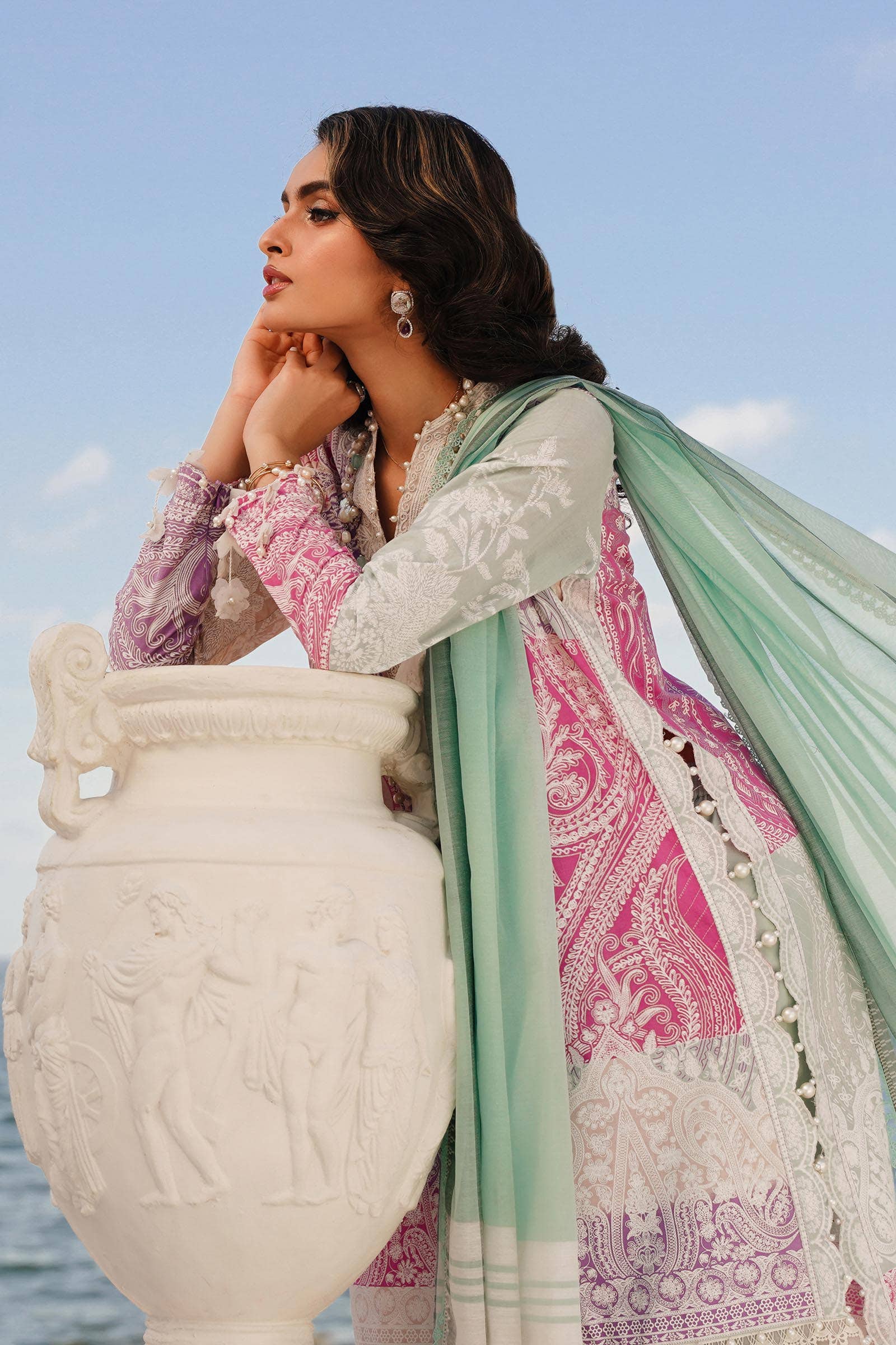 Sana Safinaz | Muzlin Spring 24 | M241-015B-DG by Sana Safinaz - Designer Dress - Type: Ladies Clothes - Available at Libayah - 100% Original