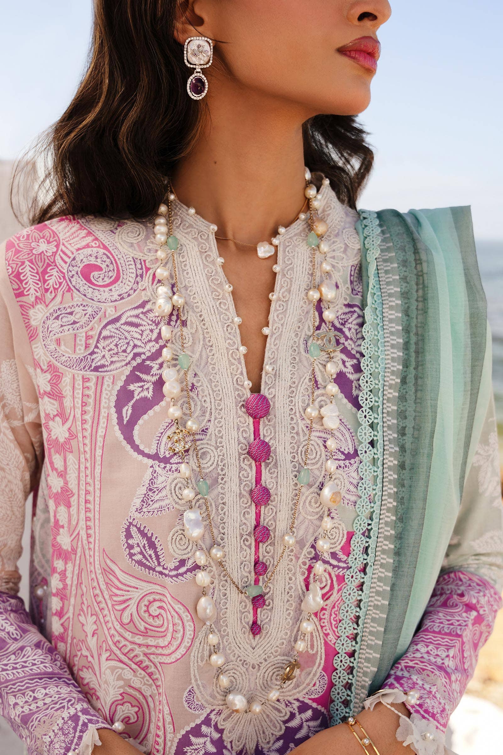 Sana Safinaz | Muzlin Spring 24 | M241-015B-DG by Sana Safinaz - Designer Dress - Type: Ladies Clothes - Available at Libayah - 100% Original