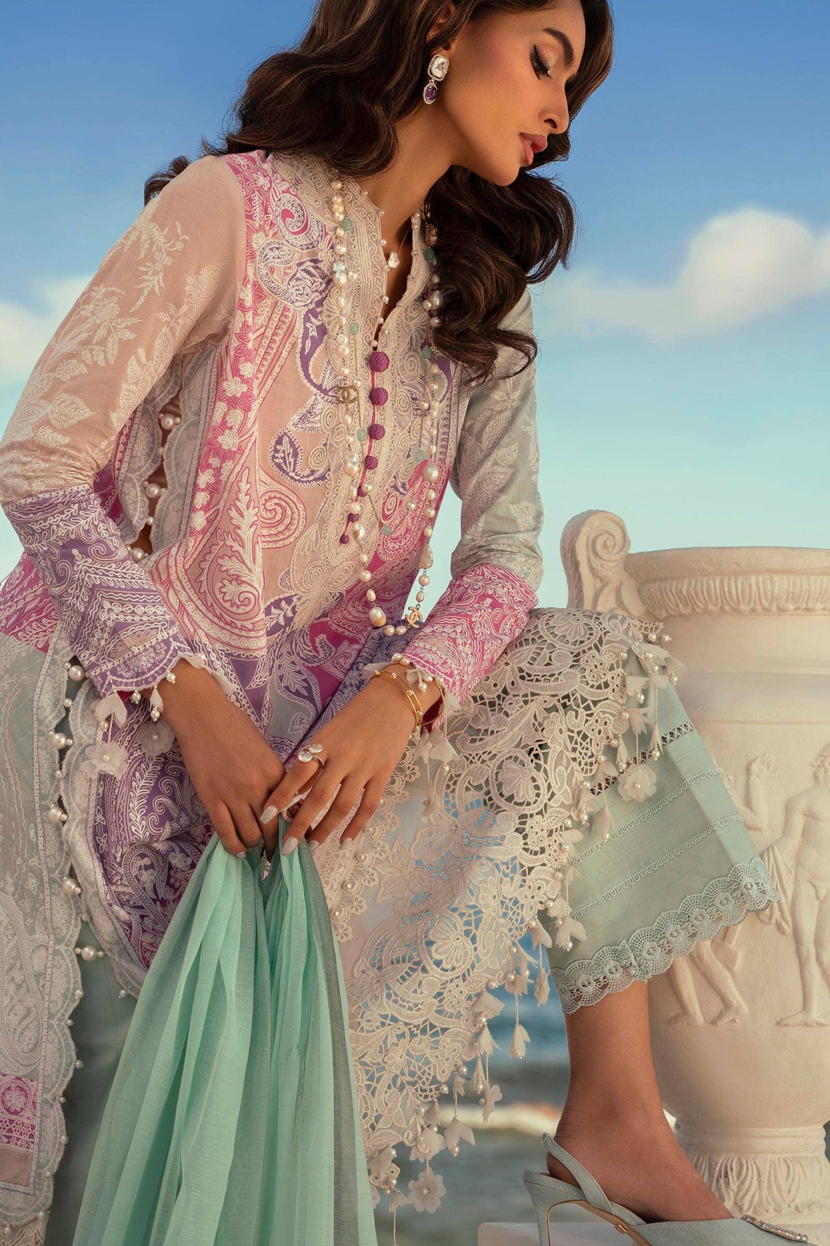 Sana Safinaz | Muzlin Spring 24 | M241-015B-DG by Sana Safinaz - Designer Dress - Type: Ladies Clothes - Available at Libayah - 100% Original