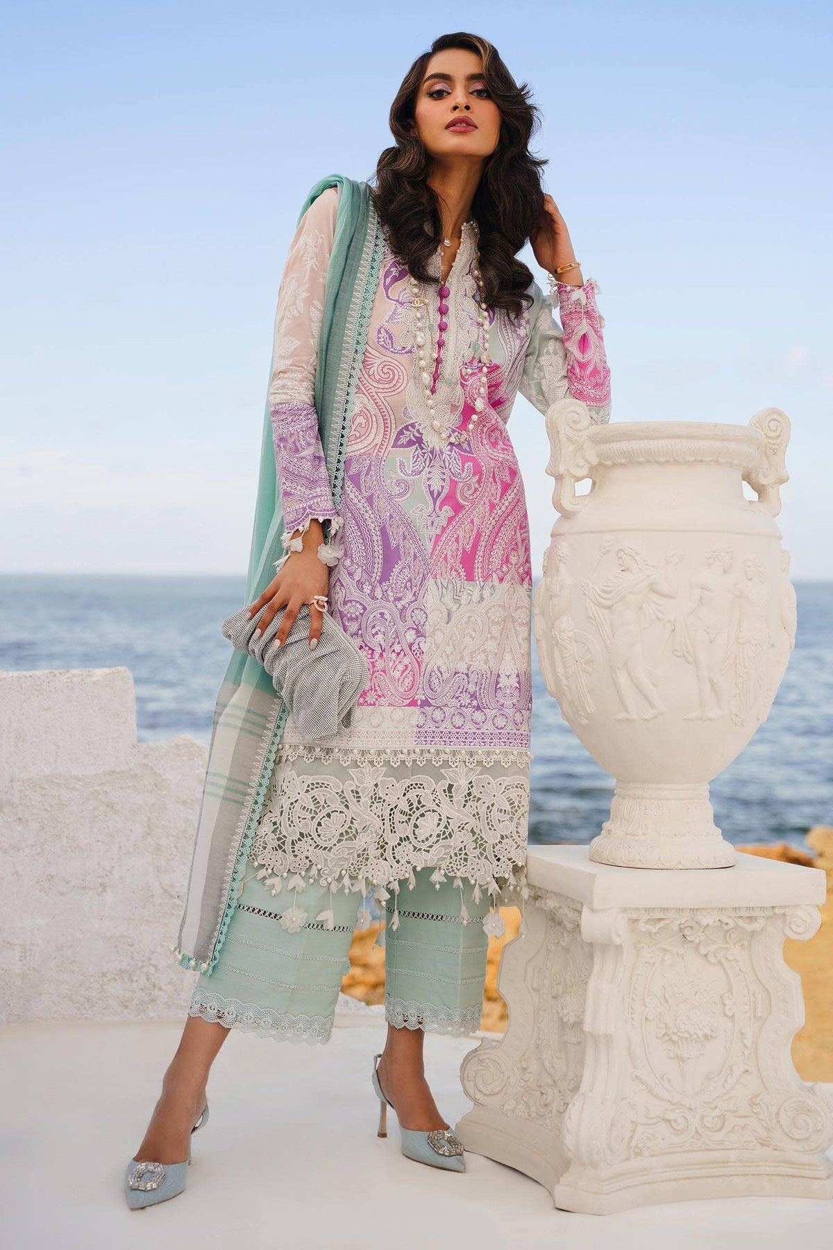 Sana Safinaz | Muzlin Spring 24 | M241-015B-DG by Sana Safinaz - Designer Dress - Type: Ladies Clothes - Available at Libayah - 100% Original