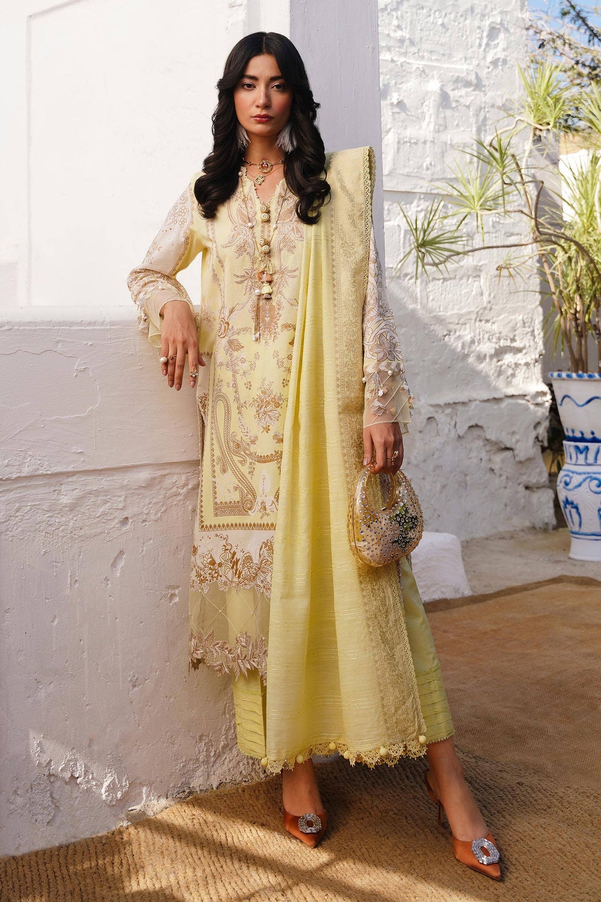 Sana Safinaz | Muzlin Spring 24 | M241-018A-CM by Sana Safinaz - Designer Dress - Type: Ladies Clothes - Available at Libayah - 100% Original