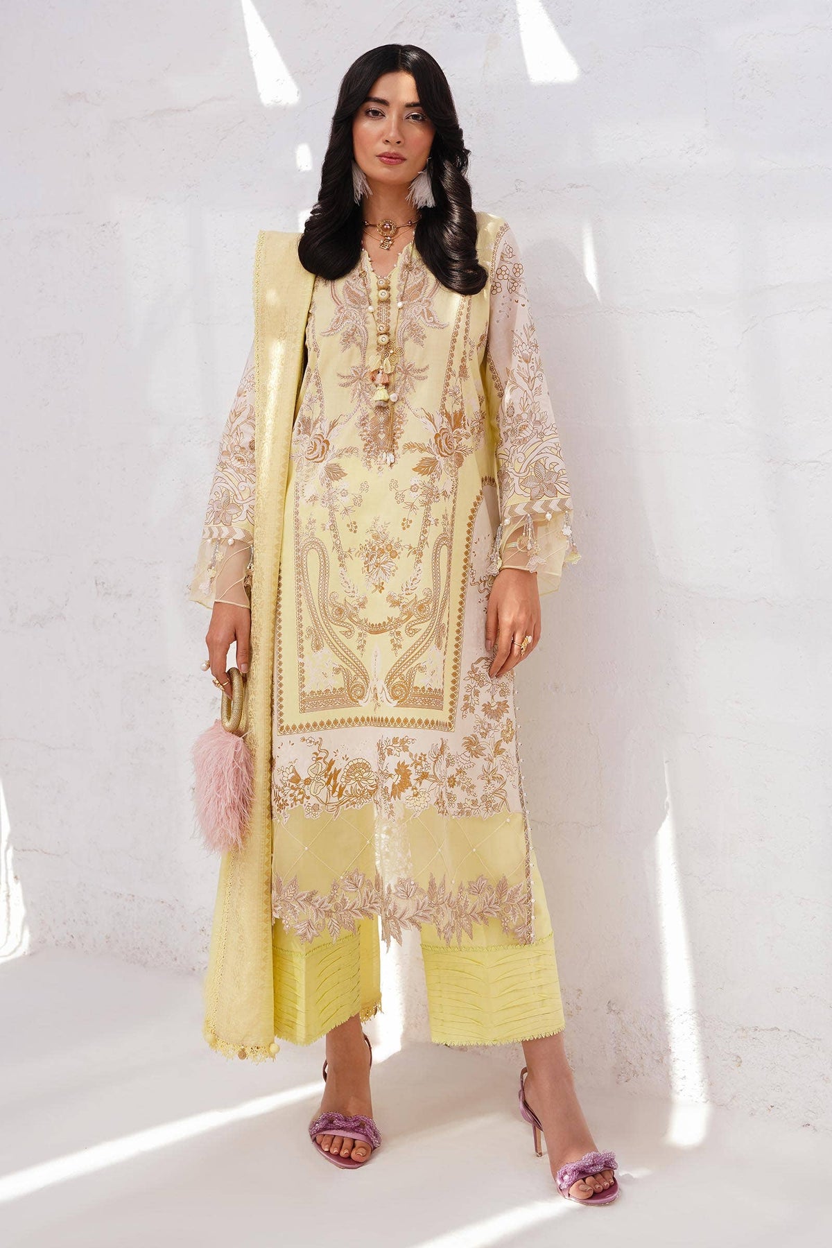 Sana Safinaz | Muzlin Spring 24 | M241-018A-CM by Sana Safinaz - Designer Dress - Type: Ladies Clothes - Available at Libayah - 100% Original