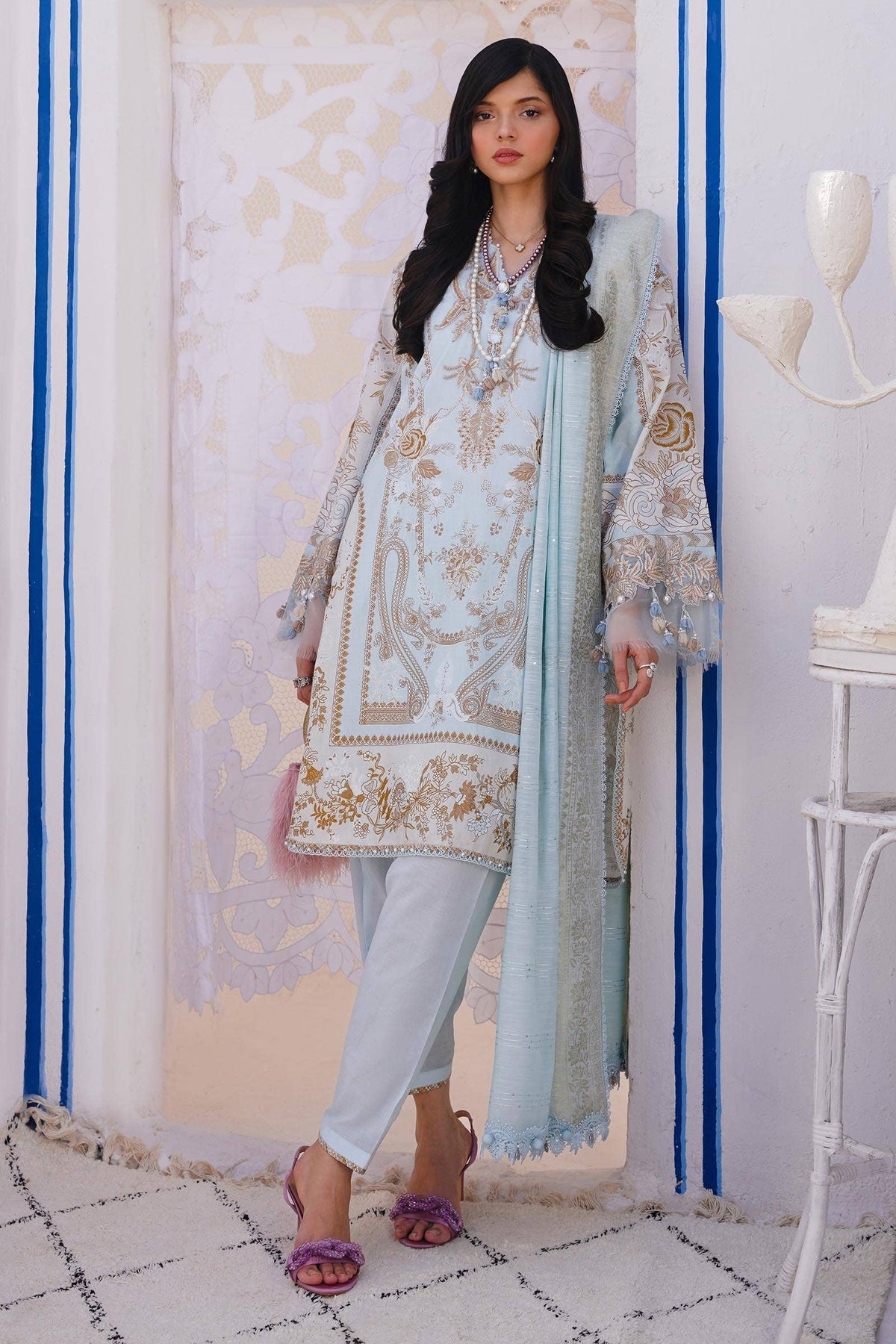 Sana Safinaz | Muzlin Spring 24 | M241-018B-CM by Sana Safinaz - Designer Dress - Type: Ladies Clothes - Available at Libayah - 100% Original